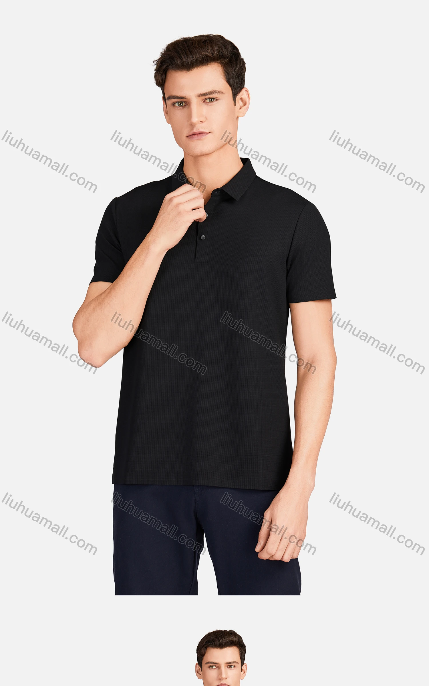 Wholesale Men's Casual Plain Collared Breathable Short Sleeve Polo Shirt 3226# - Liuhuamall