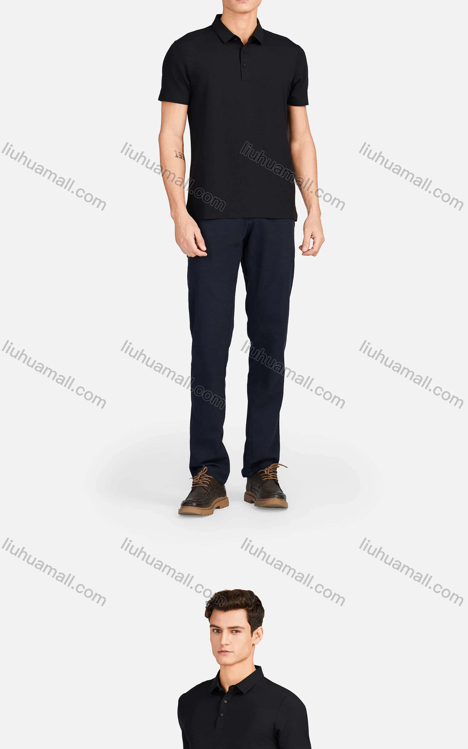 Wholesale Men's Casual Plain Collared Breathable Short Sleeve Polo Shirt 3226# - Liuhuamall