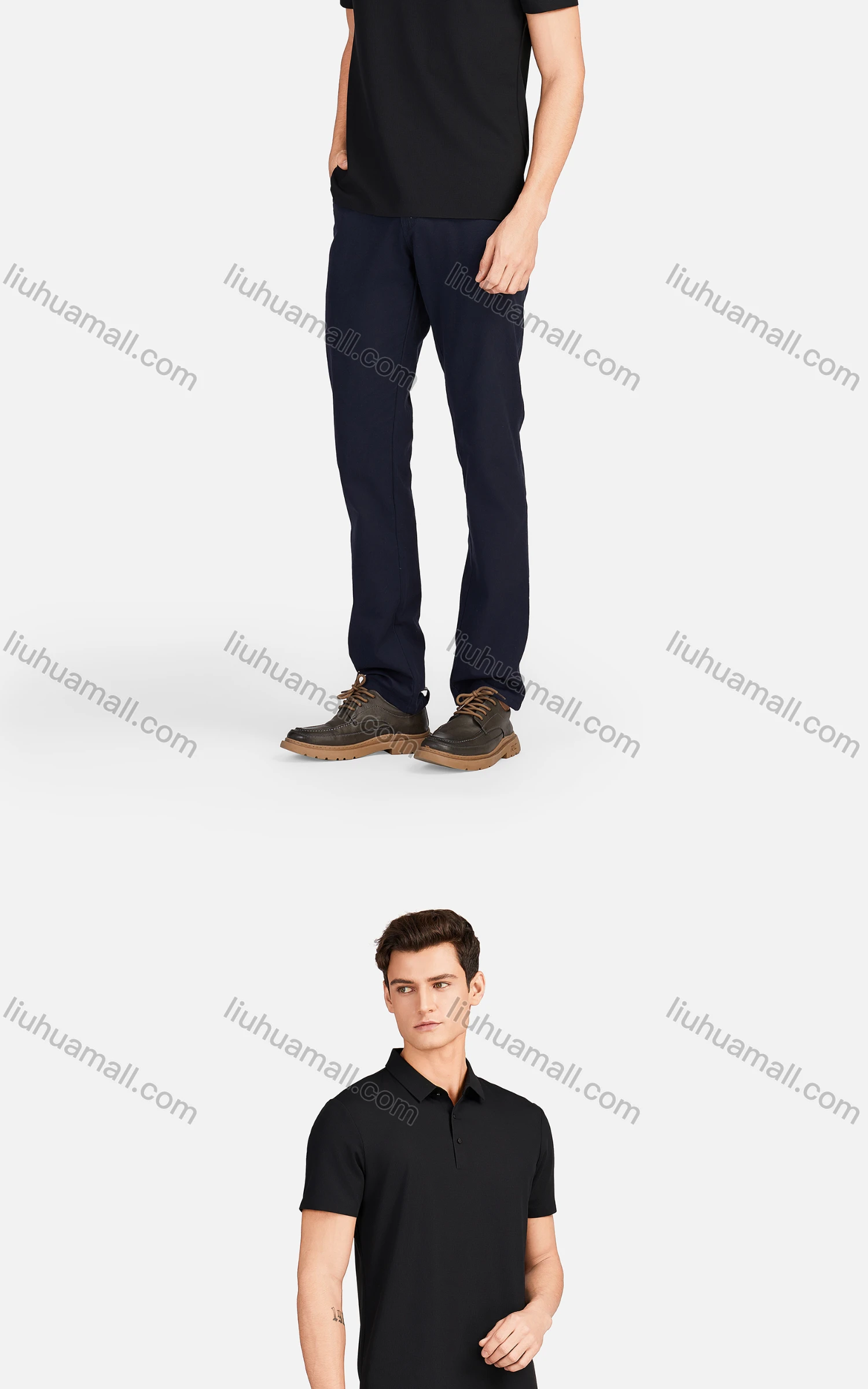 Wholesale Men's Casual Plain Collared Breathable Short Sleeve Polo Shirt 3226# - Liuhuamall