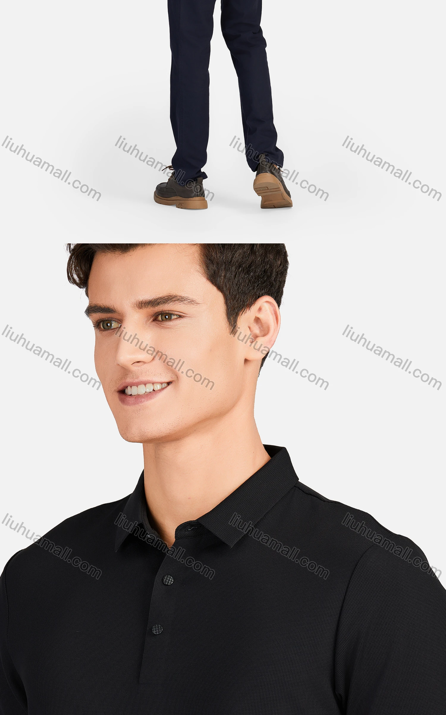 Wholesale Men's Casual Plain Collared Breathable Short Sleeve Polo Shirt 3226# - Liuhuamall