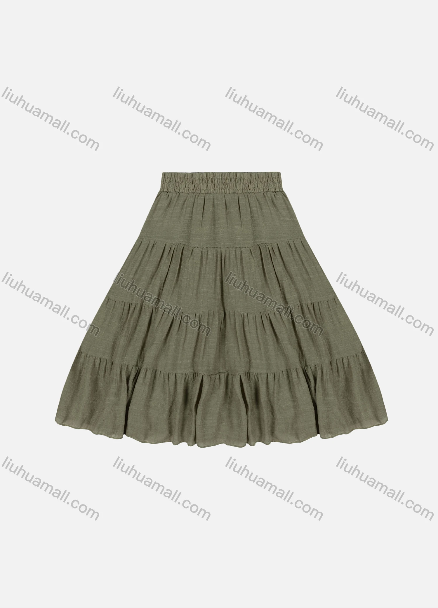 Wholesale Girls' Casual Elastic Waist Ruched Embroidered Splicing Maxi Skirt - Liuhuamall