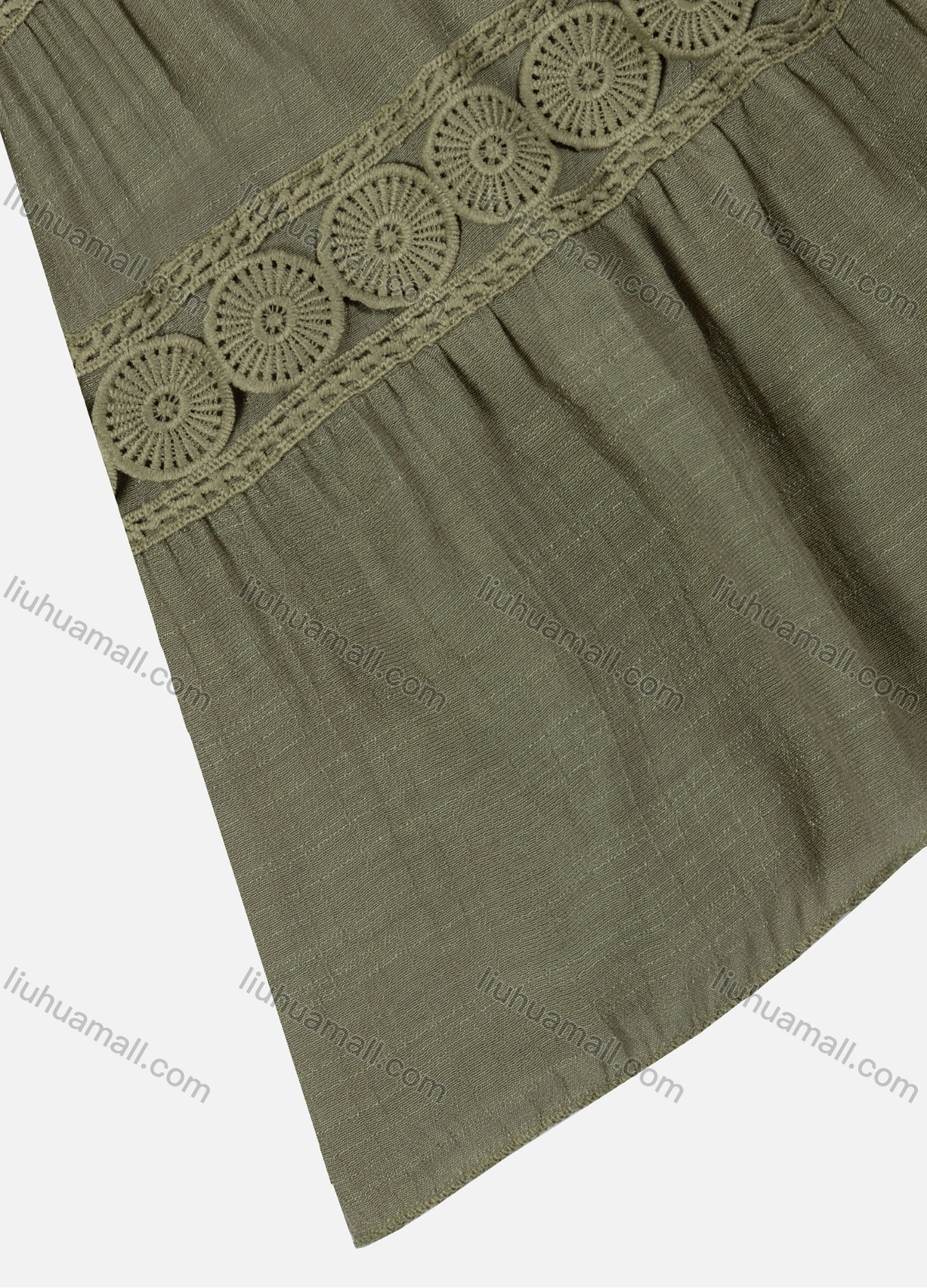 Wholesale Girls' Casual Elastic Waist Ruched Embroidered Splicing Maxi Skirt - Liuhuamall