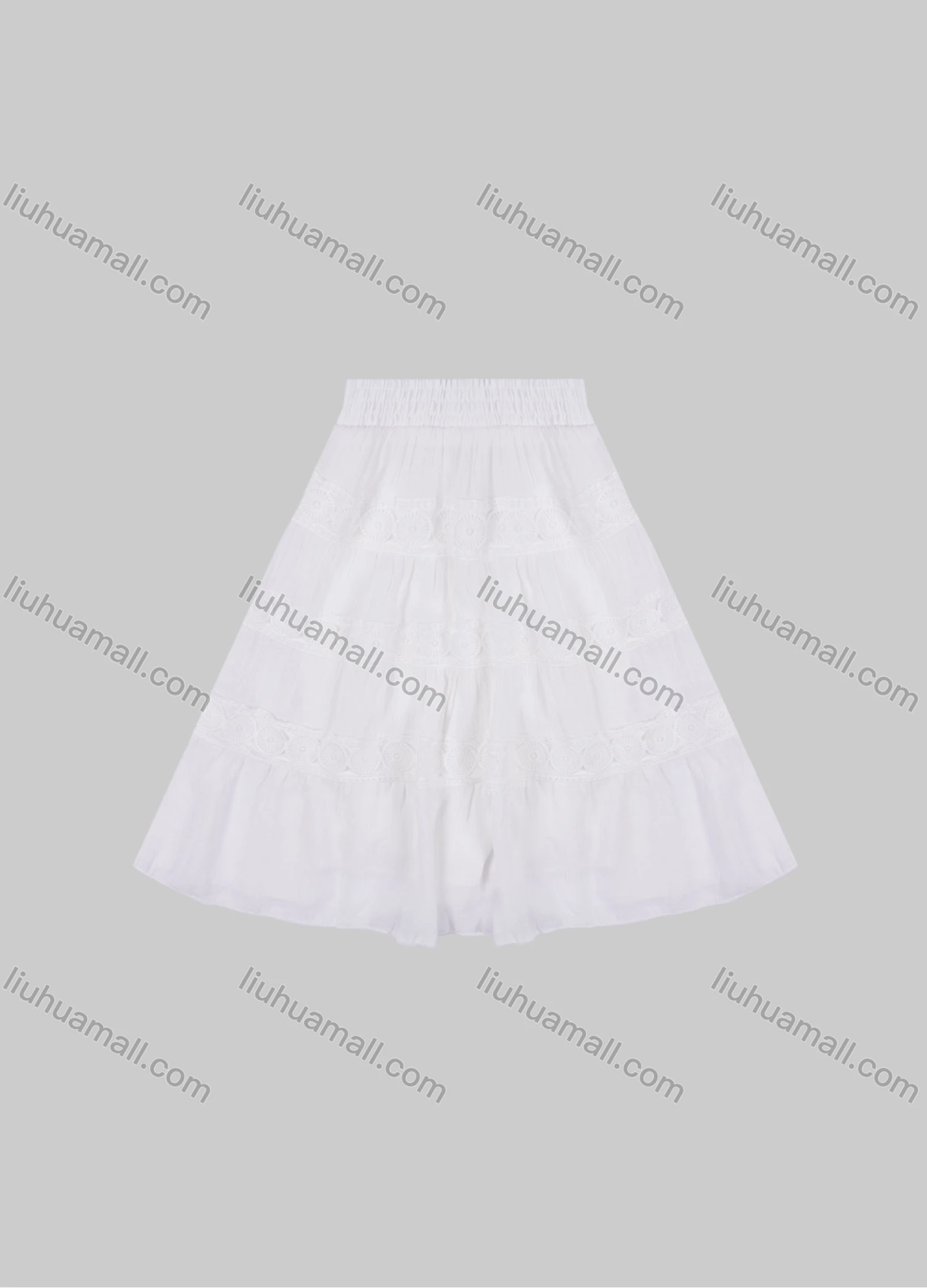Wholesale Girls' Casual Elastic Waist Ruched Embroidered Splicing Maxi Skirt - Liuhuamall