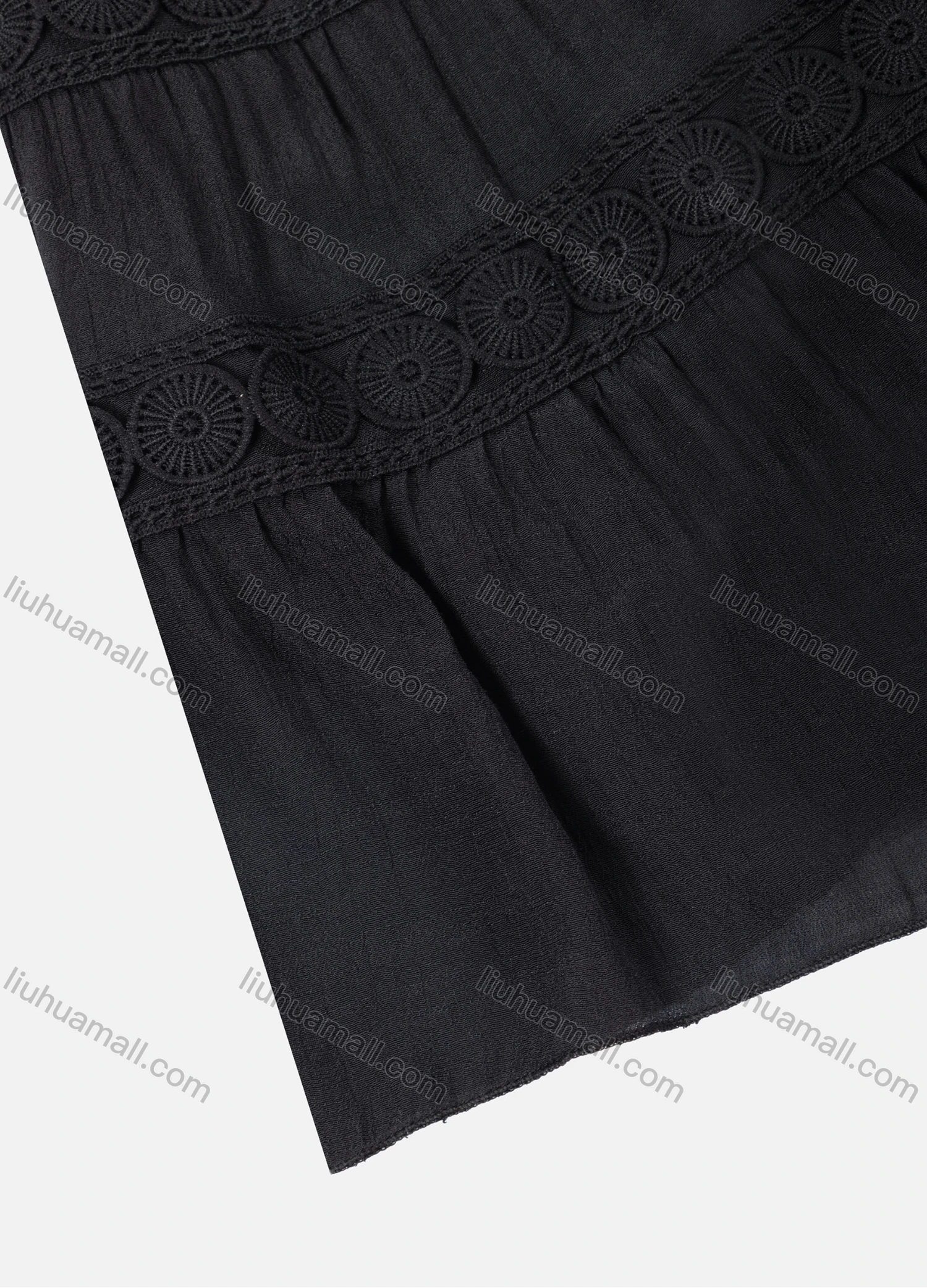 Wholesale Girls' Casual Elastic Waist Ruched Embroidered Splicing Maxi Skirt - Liuhuamall
