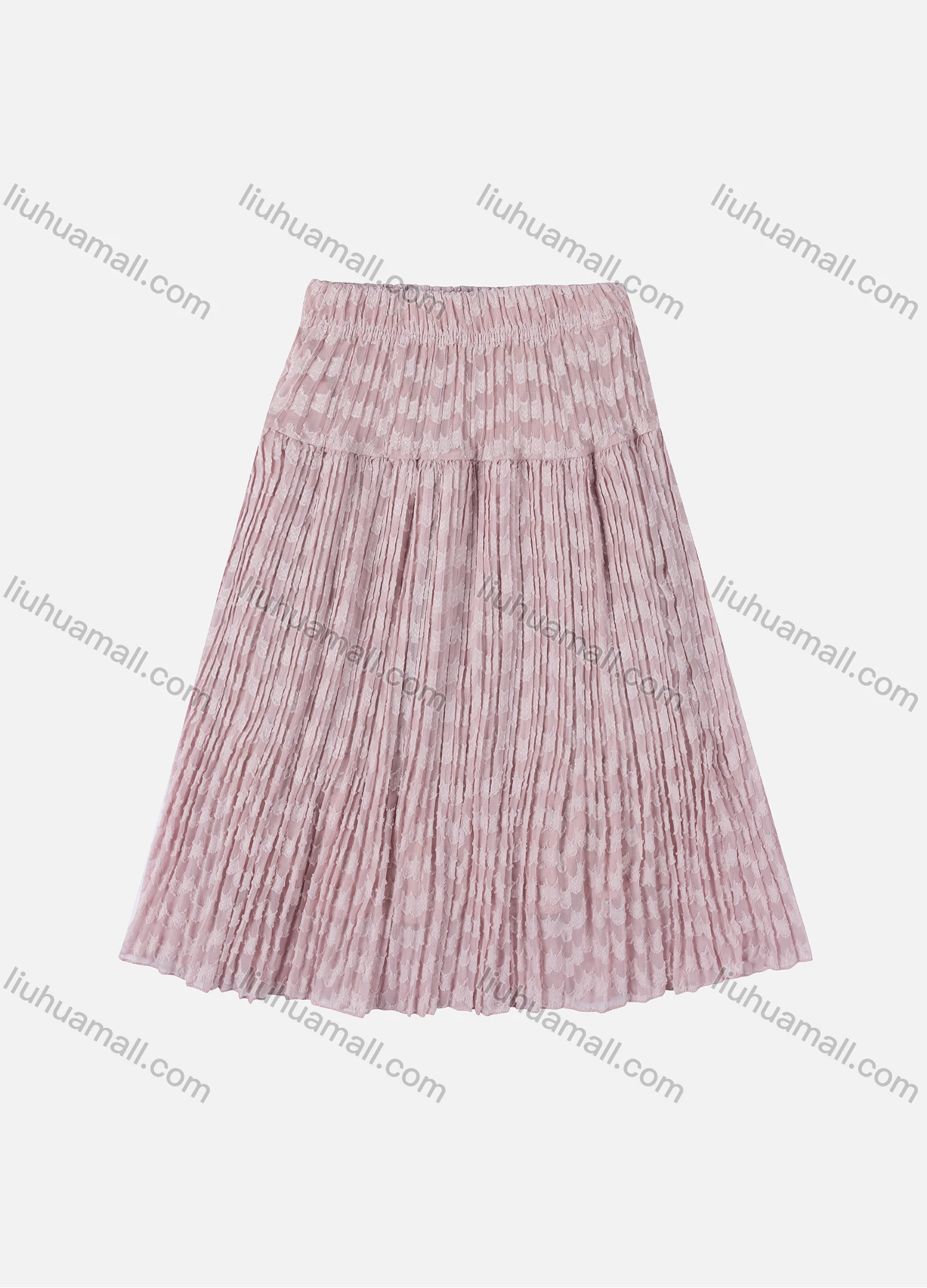 Wholesale Girls' Casual Elastic Waist Plain Pleated Splicing Maxi Skirt - Liuhuamall