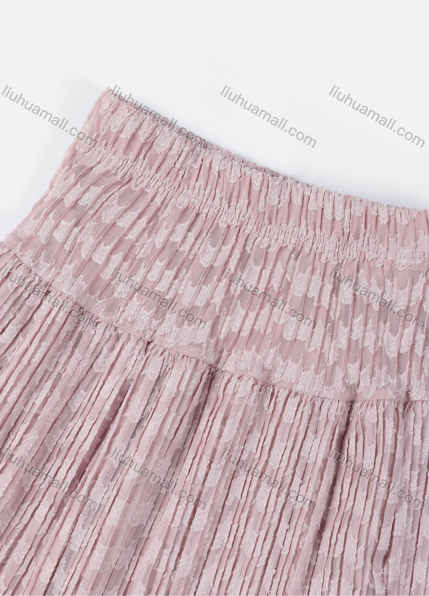 Wholesale Girls' Casual Elastic Waist Plain Pleated Splicing Maxi Skirt - Liuhuamall