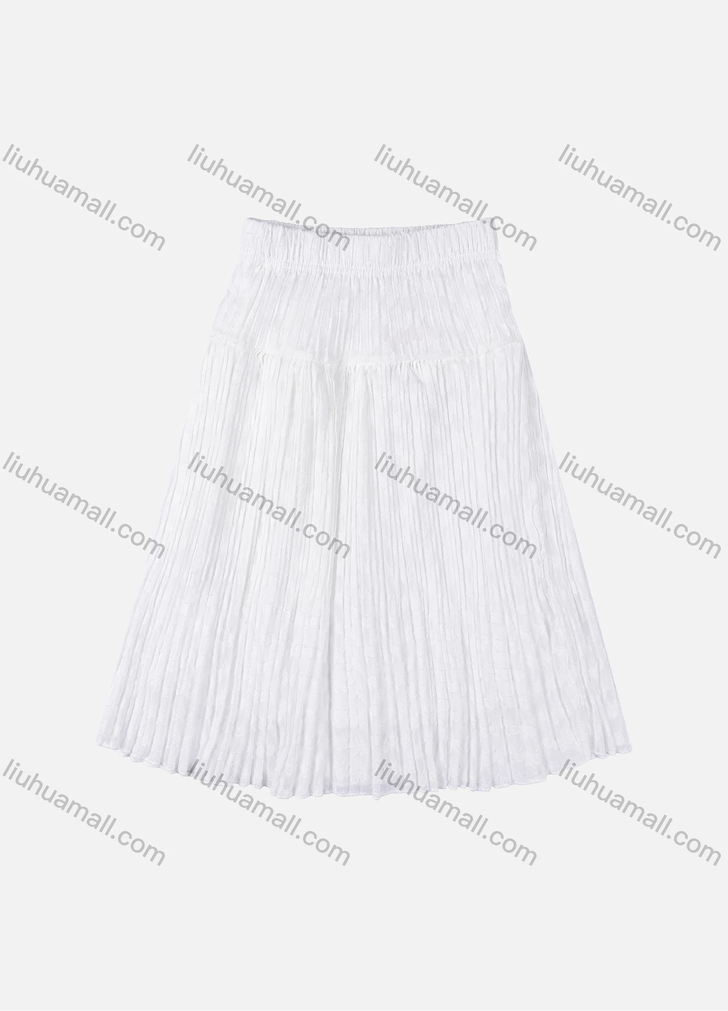 Wholesale Girls' Casual Elastic Waist Plain Pleated Splicing Maxi Skirt - Liuhuamall