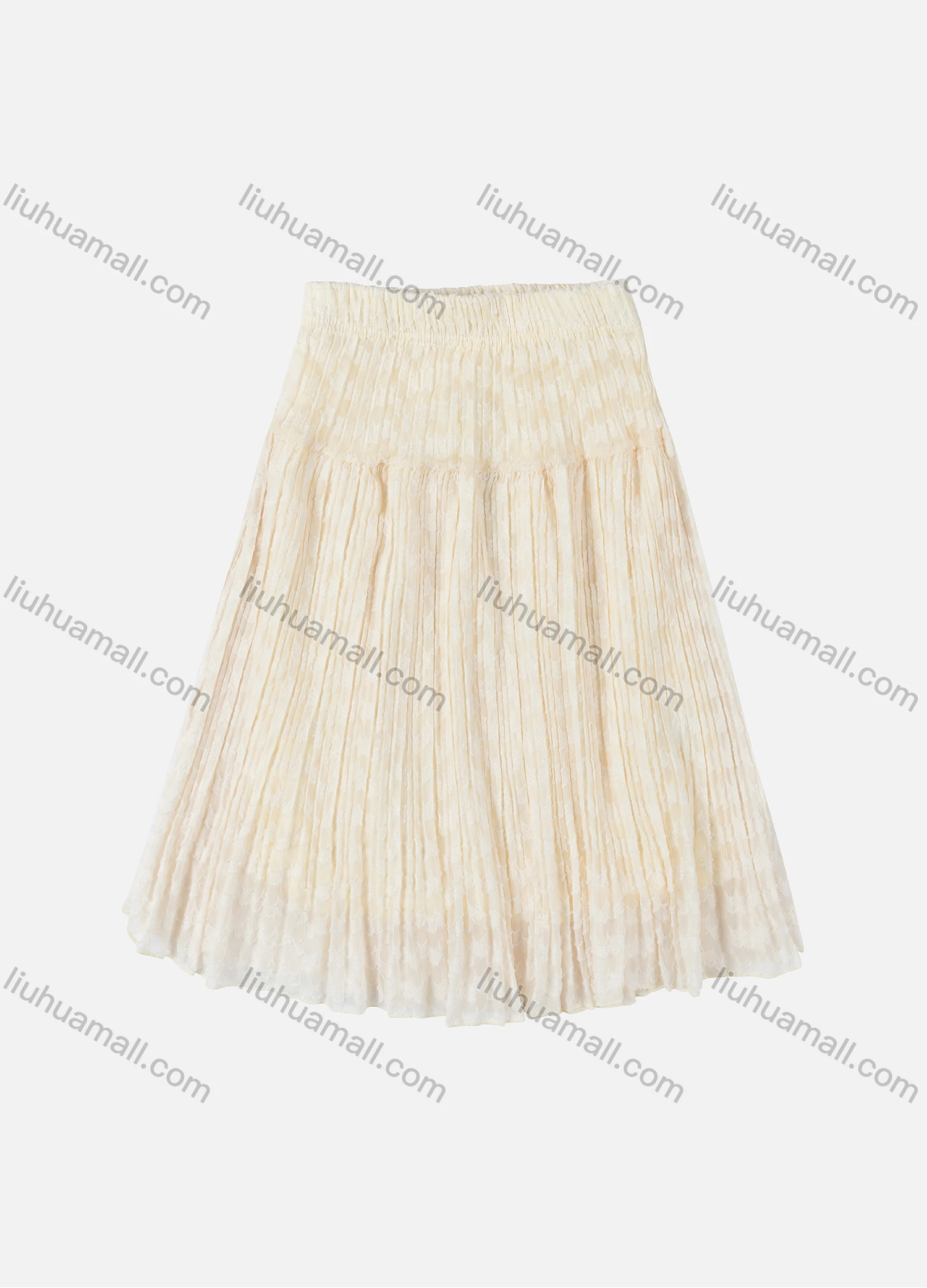 Wholesale Girls' Casual Elastic Waist Plain Pleated Splicing Maxi Skirt - Liuhuamall