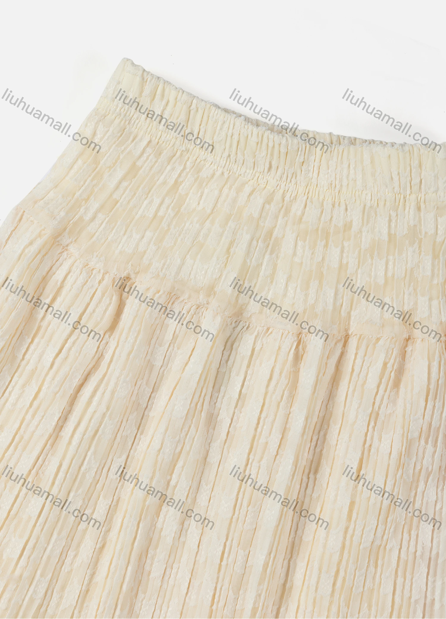 Wholesale Girls' Casual Elastic Waist Plain Pleated Splicing Maxi Skirt - Liuhuamall