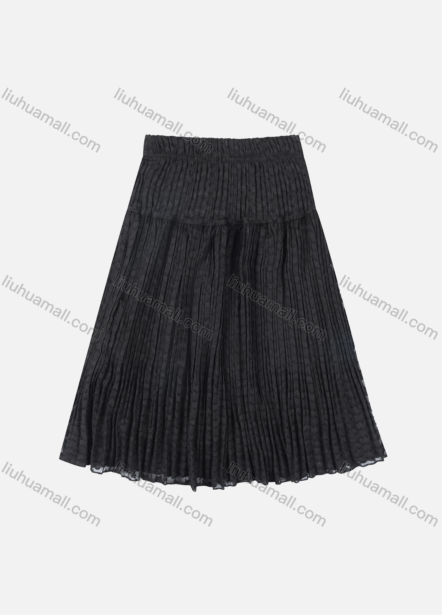 Wholesale Girls' Casual Elastic Waist Plain Pleated Splicing Maxi Skirt - Liuhuamall