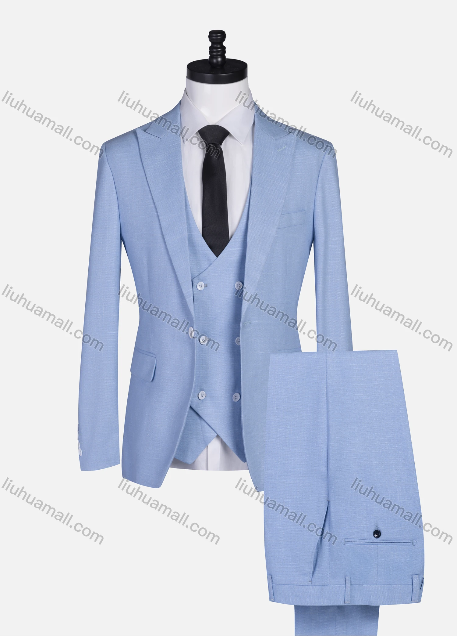 Wholesale Men's Formal Lapel One Button Plain Blazer & Waistcoat & Pants 3-piece Suit Set - Liuhuamall