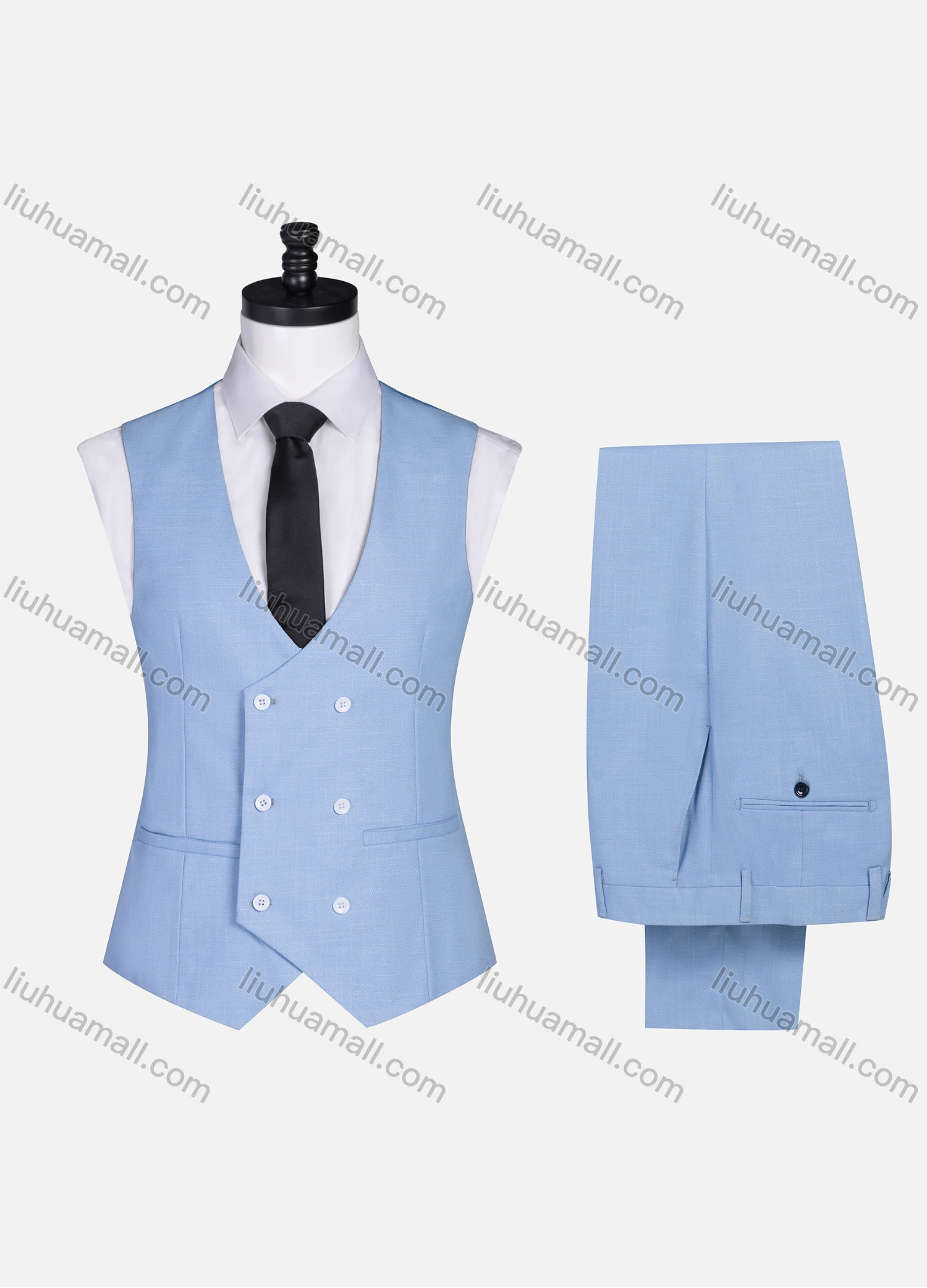 Wholesale Men's Formal Lapel One Button Plain Blazer & Waistcoat & Pants 3-piece Suit Set - Liuhuamall