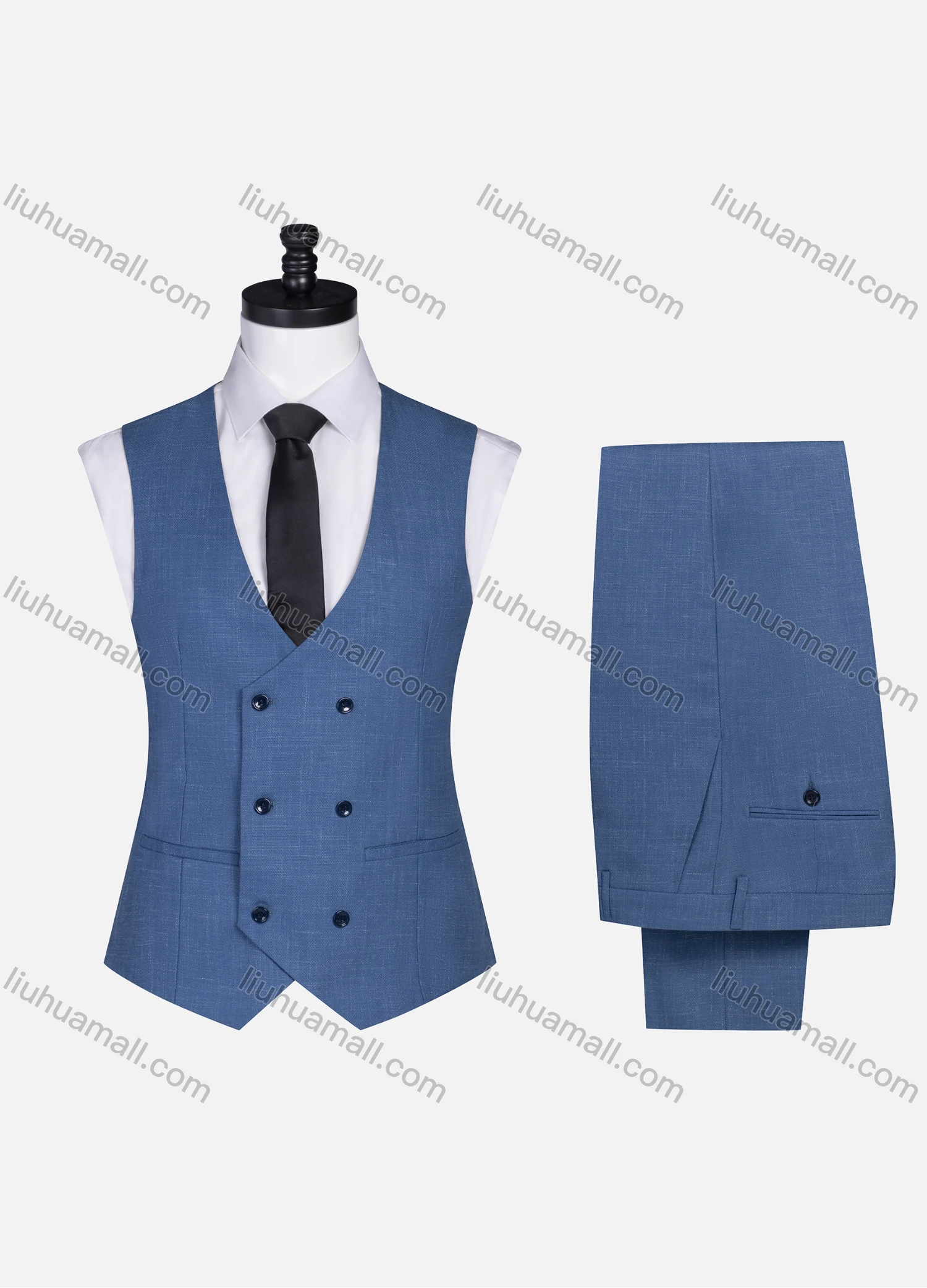 Wholesale Men's Formal Lapel One Button Plain Blazer & Waistcoat & Pants 3-piece Suit Set - Liuhuamall
