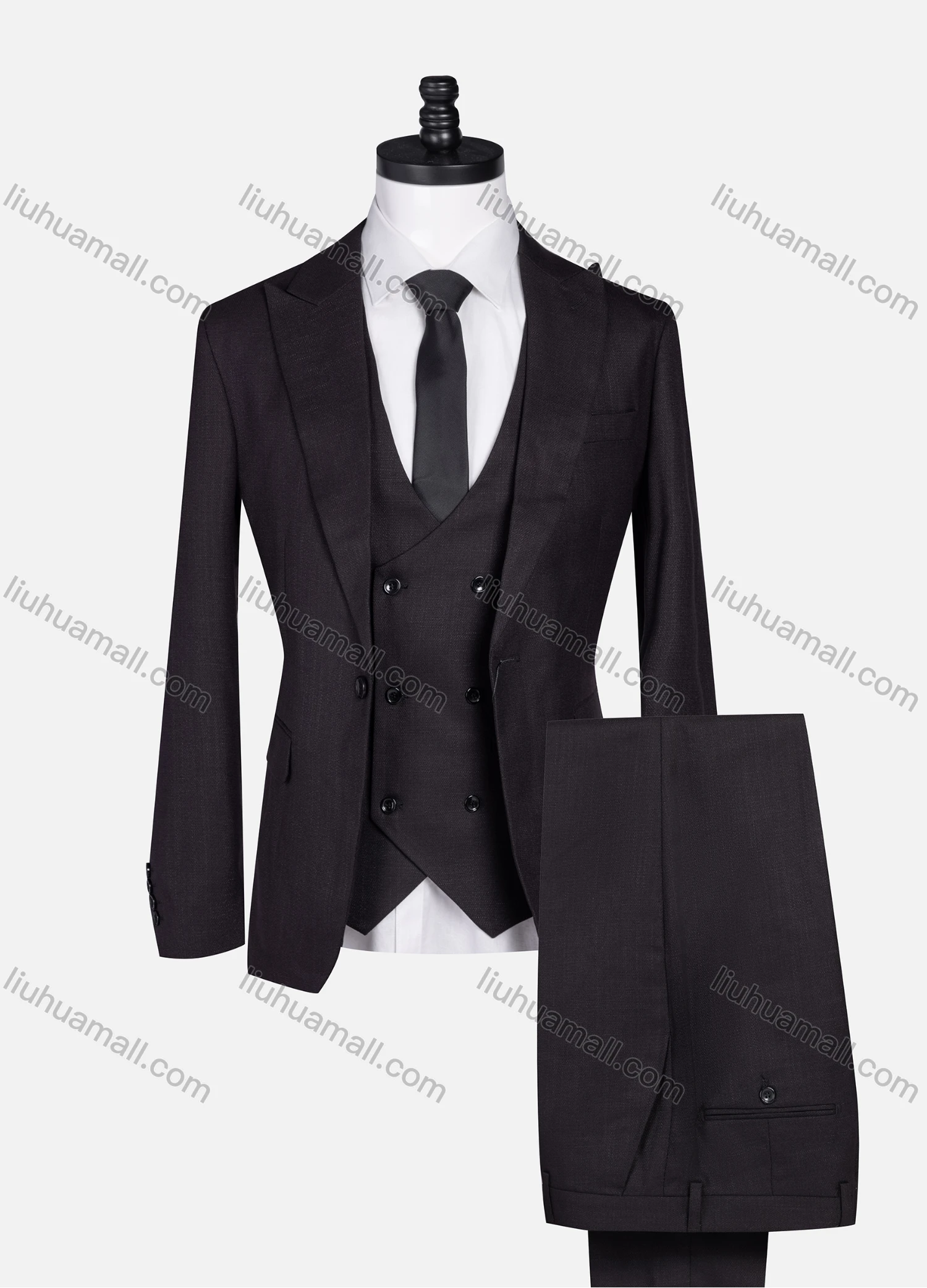 Wholesale Men's Formal Lapel One Button Plain Blazer & Waistcoat & Pants 3-piece Suit Set - Liuhuamall