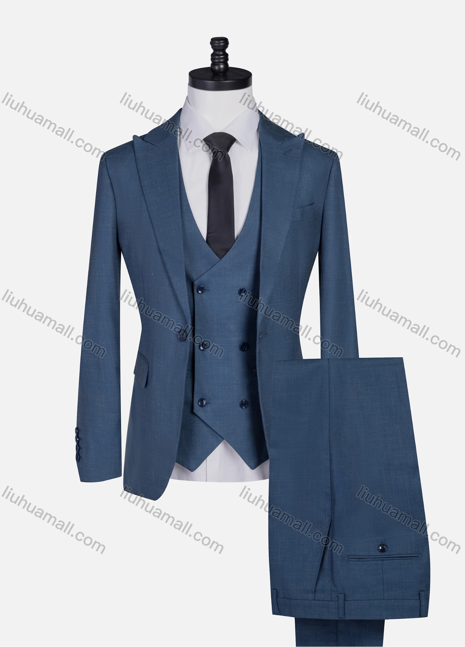 Wholesale Men's Formal Lapel One Button Plain Blazer & Waistcoat & Pants 3-piece Suit Set - Liuhuamall