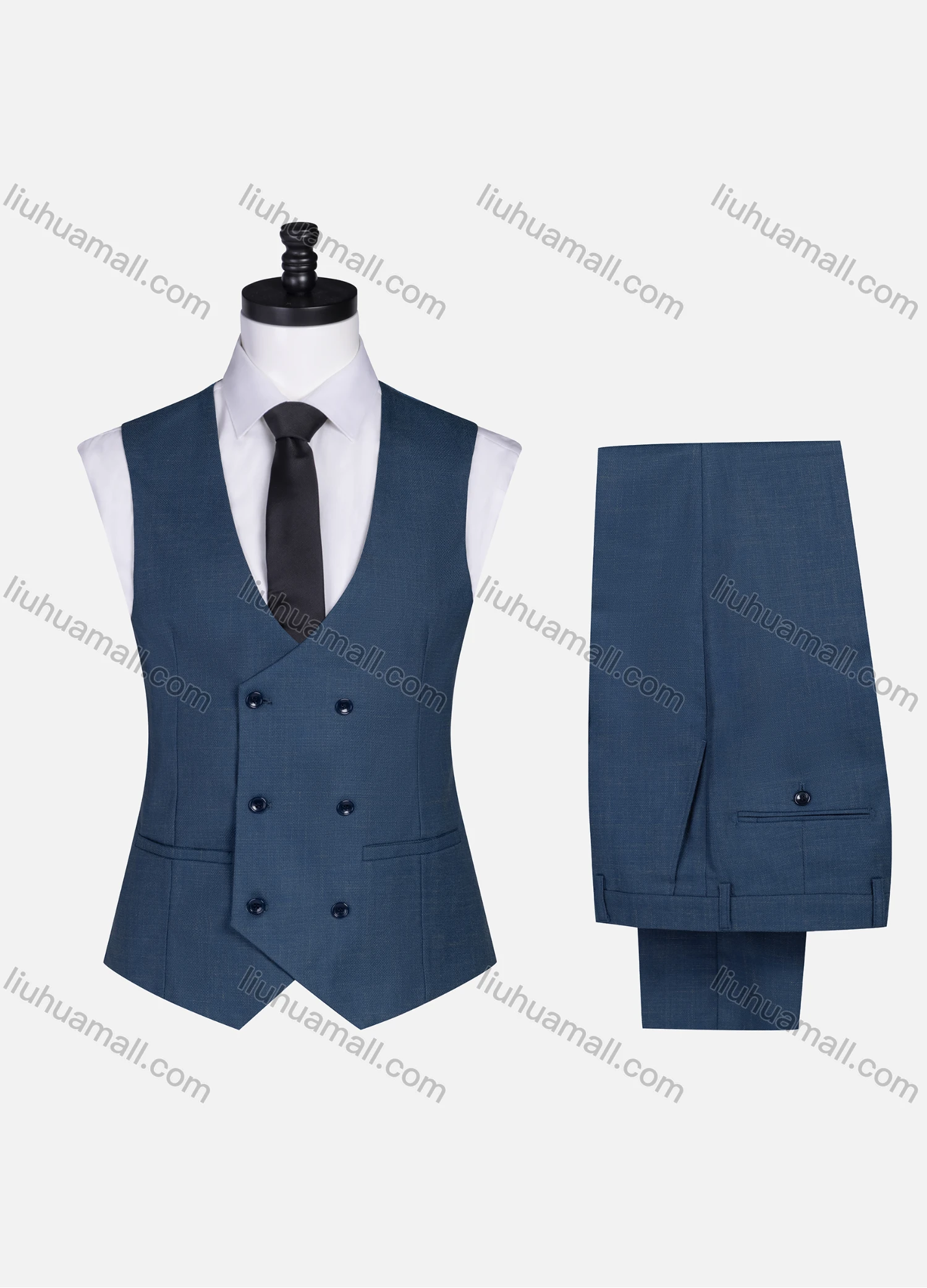 Wholesale Men's Formal Lapel One Button Plain Blazer & Waistcoat & Pants 3-piece Suit Set - Liuhuamall