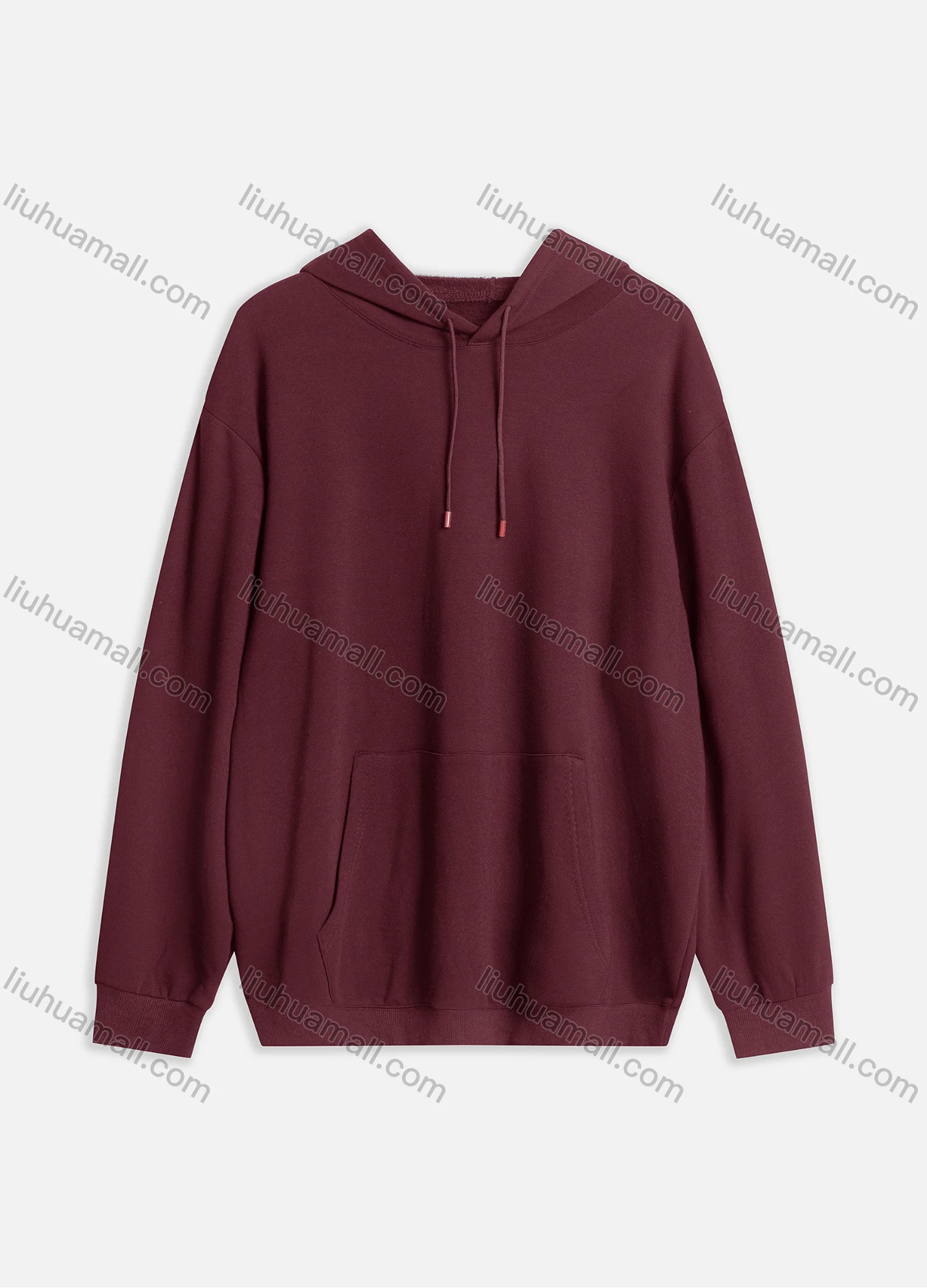 Wholesale Men's Casual Plain Kangaroo Pocket Thermal Drawstring Hoodie M1006# - Liuhuamall