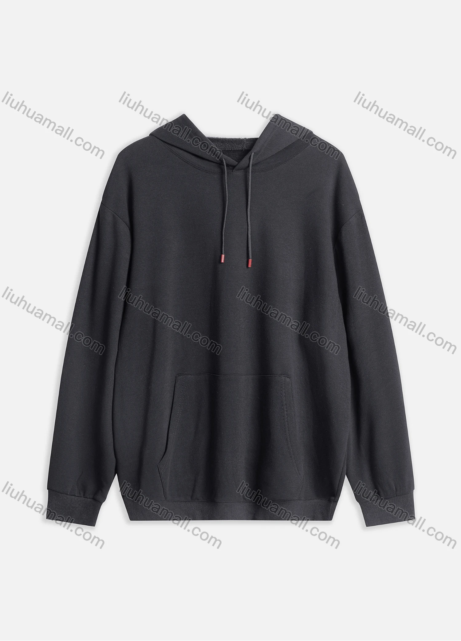 Wholesale Men's Casual Plain Kangaroo Pocket Thermal Drawstring Hoodie M1006# - Liuhuamall