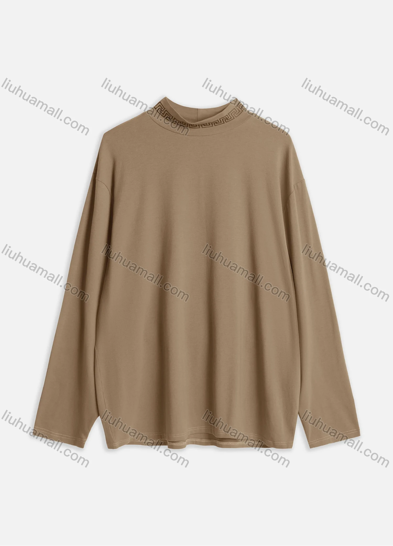 Wholesale Men's Casual Plain Mock Neck Long Sleeve T-shirts M1007# - Liuhuamall