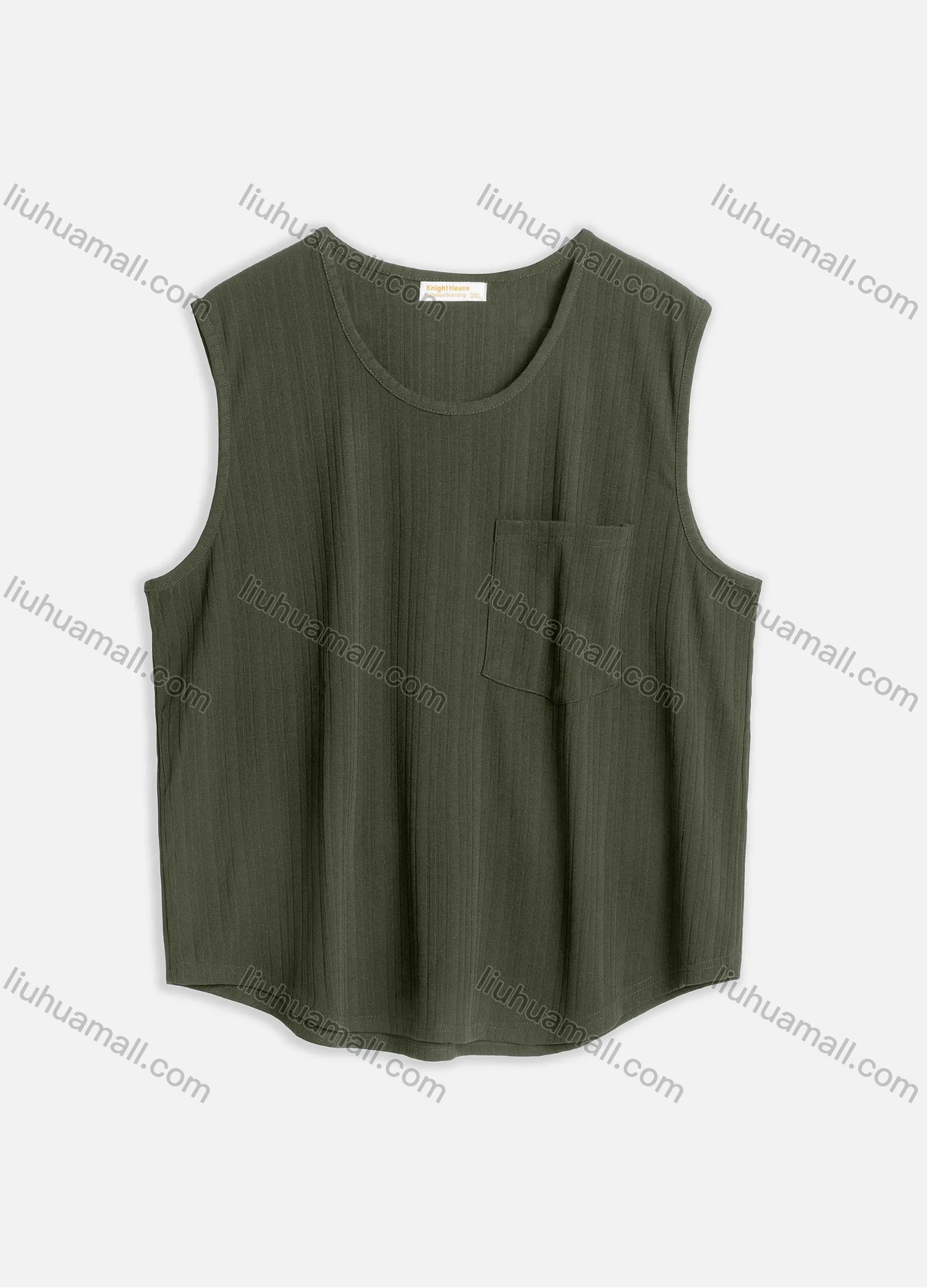 Wholesale Men's Casual Plain Round Neck Patch Pocket Sleeveless Tank Tops M1008# - Liuhuamall