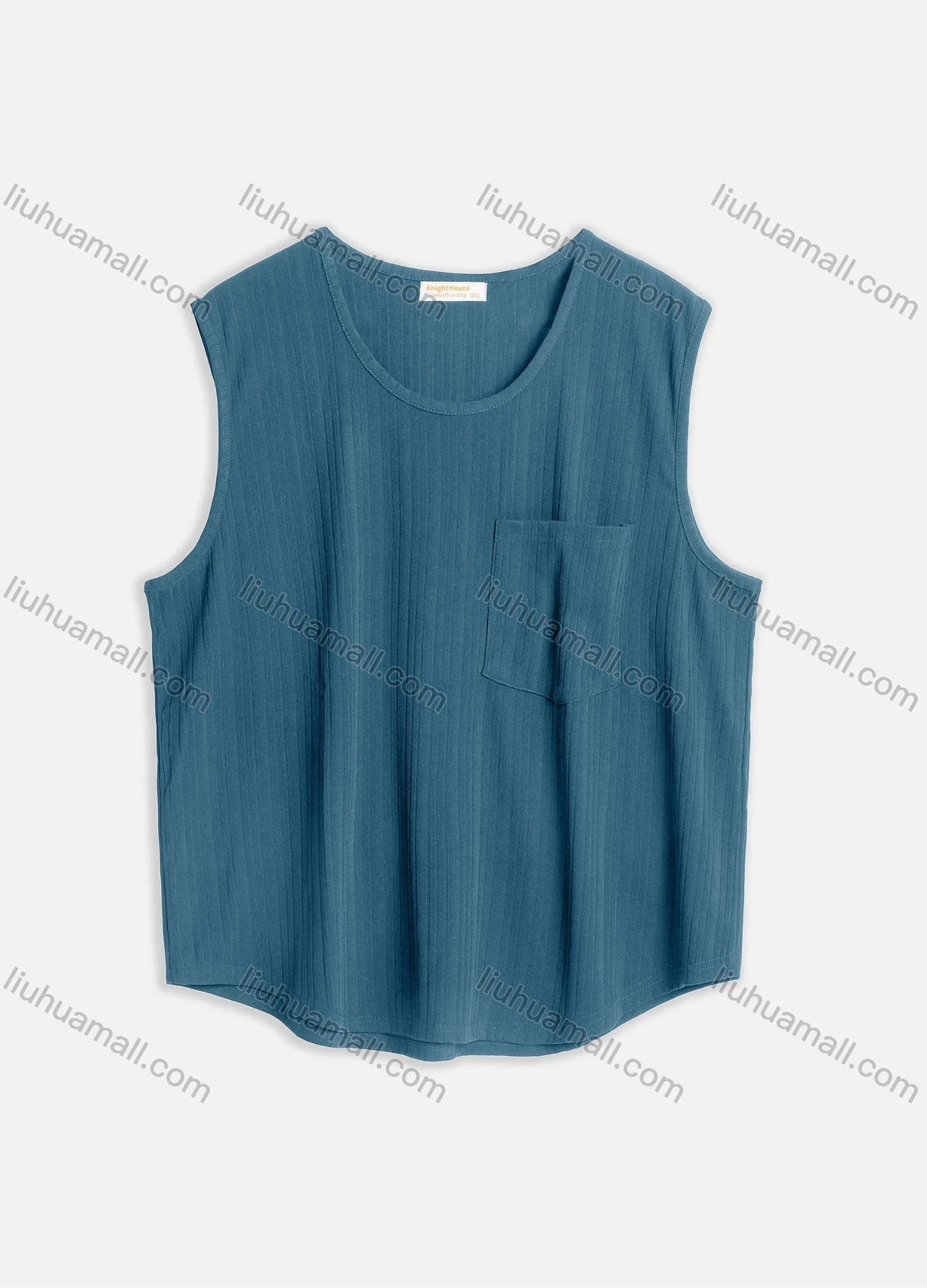 Wholesale Men's Casual Plain Round Neck Patch Pocket Sleeveless Tank Tops M1008# - Liuhuamall