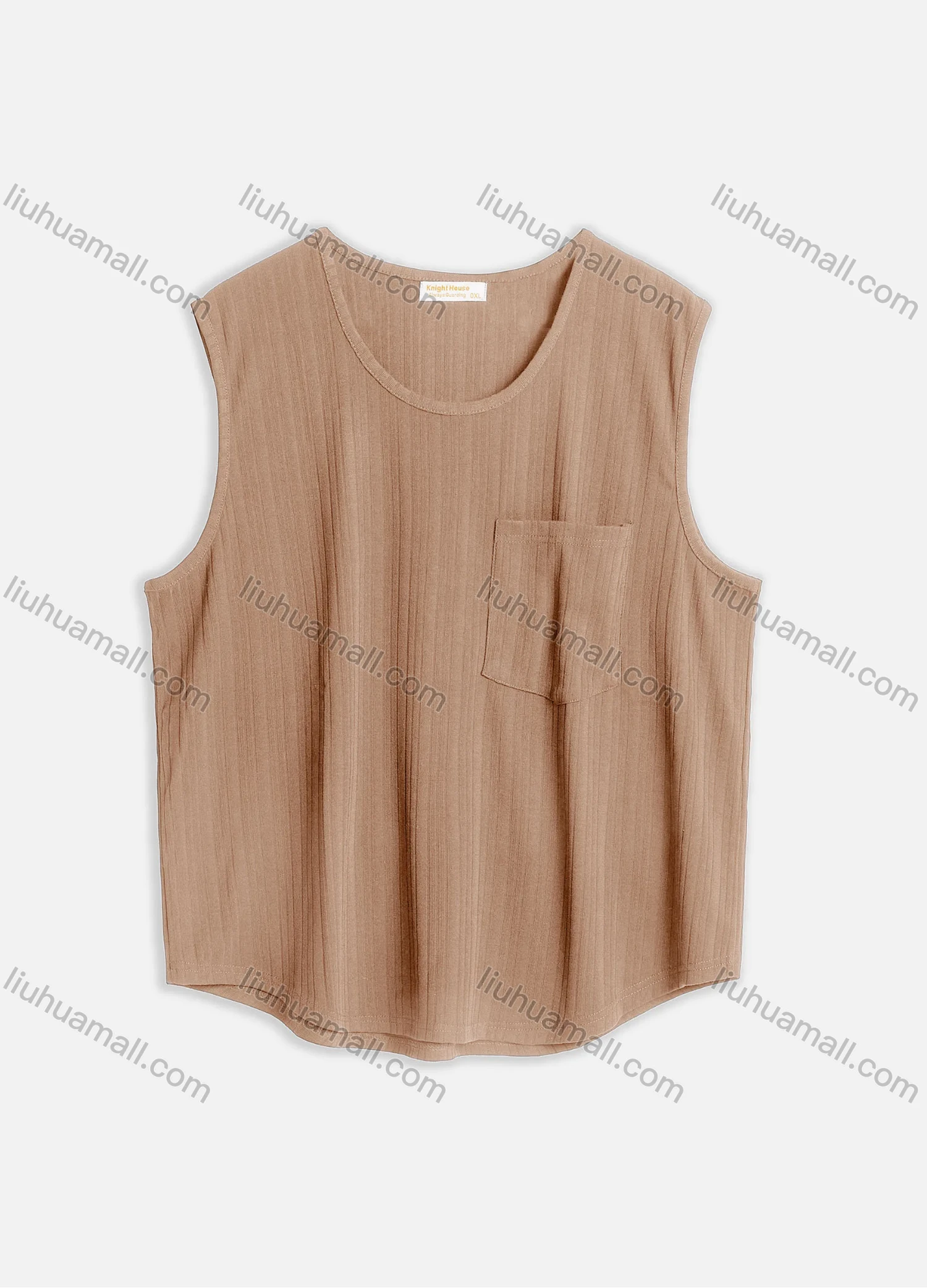Wholesale Men's Casual Plain Round Neck Patch Pocket Sleeveless Tank Tops M1008# - Liuhuamall