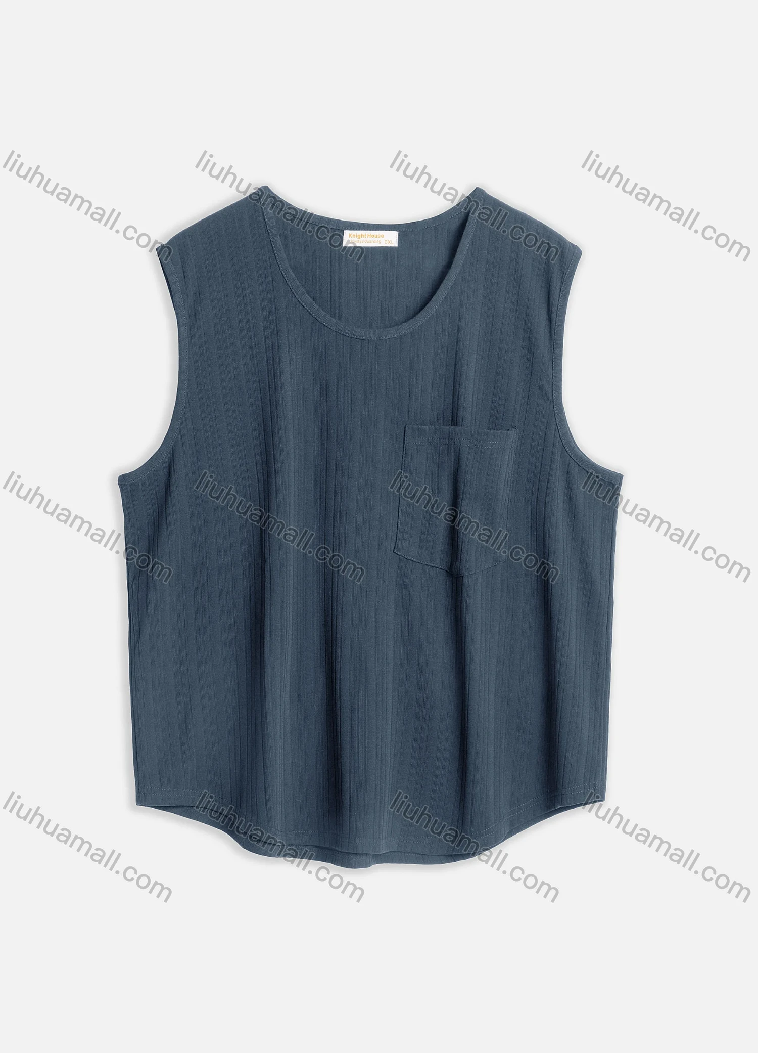 Wholesale Men's Casual Plain Round Neck Patch Pocket Sleeveless Tank Tops M1008# - Liuhuamall