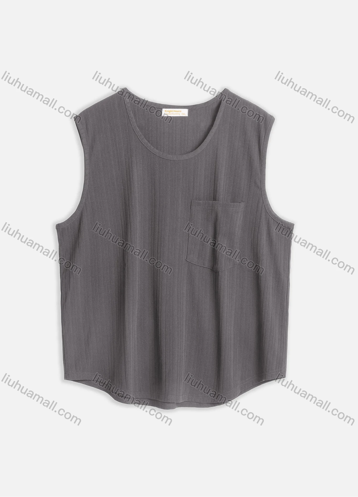 Wholesale Men's Casual Plain Round Neck Patch Pocket Sleeveless Tank Tops M1008# - Liuhuamall