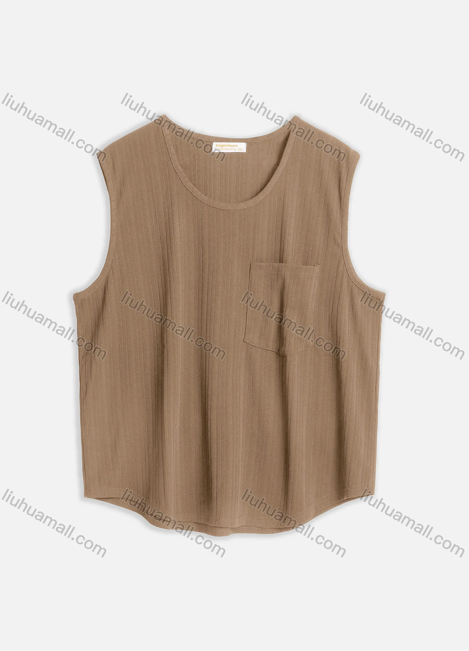 Wholesale Men's Casual Plain Round Neck Patch Pocket Sleeveless Tank Tops M1008# - Liuhuamall