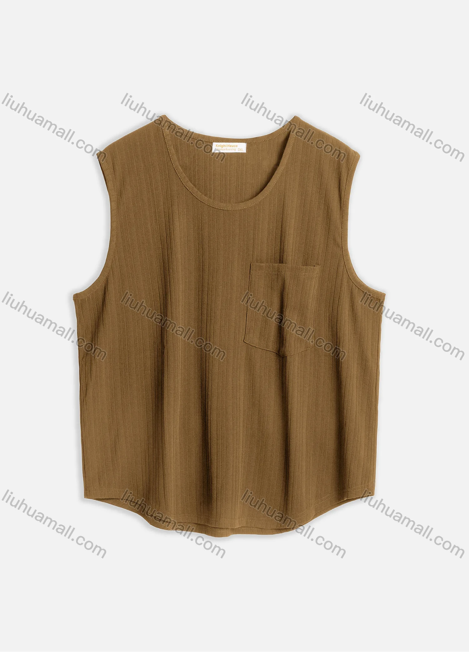 Wholesale Men's Casual Plain Round Neck Patch Pocket Sleeveless Tank Tops M1008# - Liuhuamall