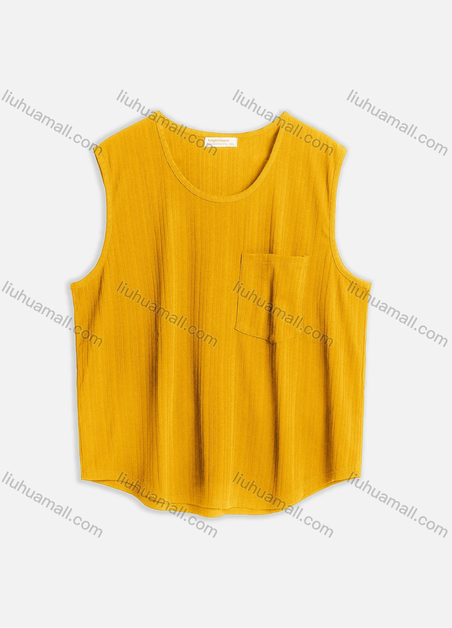 Wholesale Men's Casual Plain Round Neck Patch Pocket Sleeveless Tank Tops M1008# - Liuhuamall