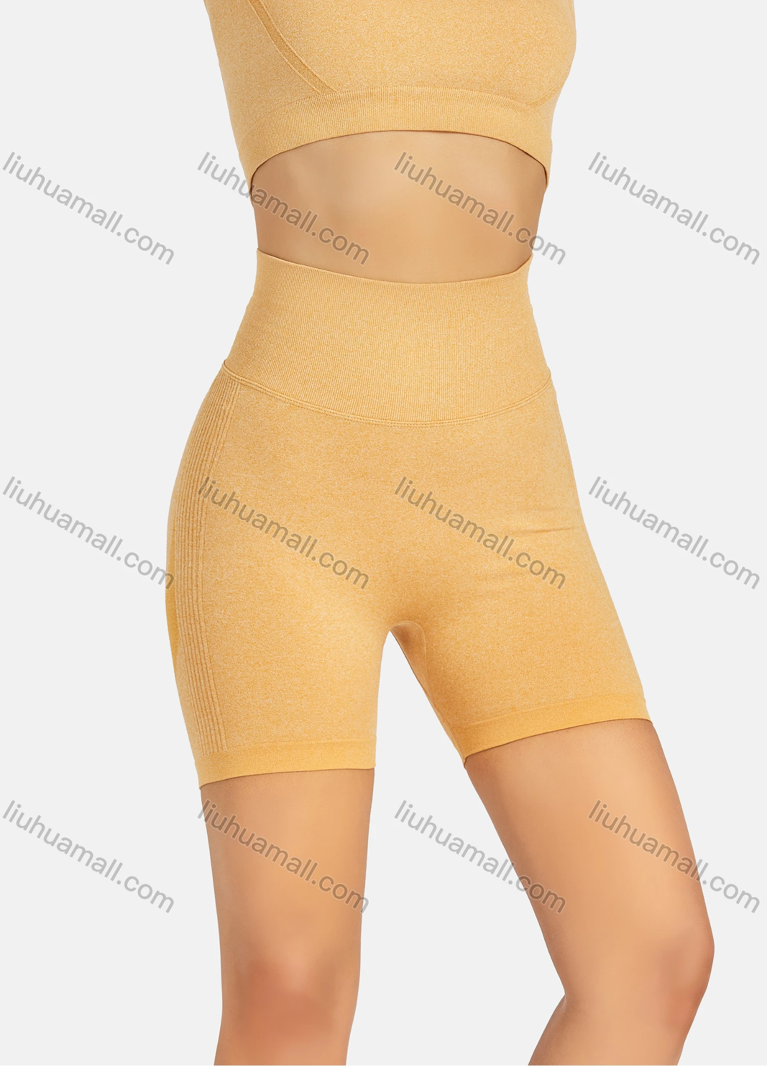 Wholesale Women's Athletic Plain Round Neck Long Sleeve Crop Tops & High Waist Biker Shorts 2 Piece Sports Yoga Set 8037# - Liuhuamall