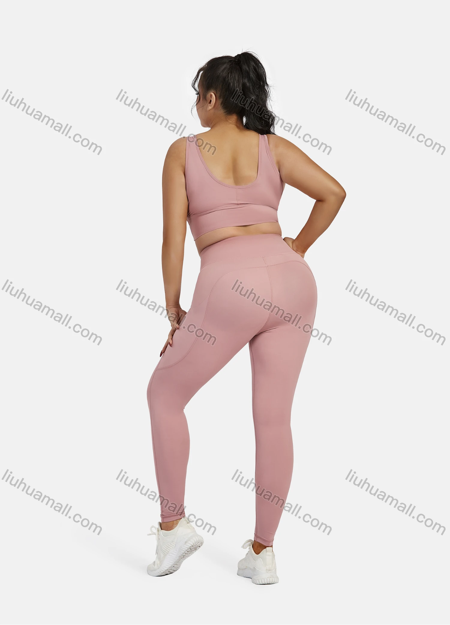 Wholesale Women's Athletic Plain Bralettes & High Waist Hip Lifting Leggings 2 Piece Sports Yoga Set SP170# - Liuhuamall