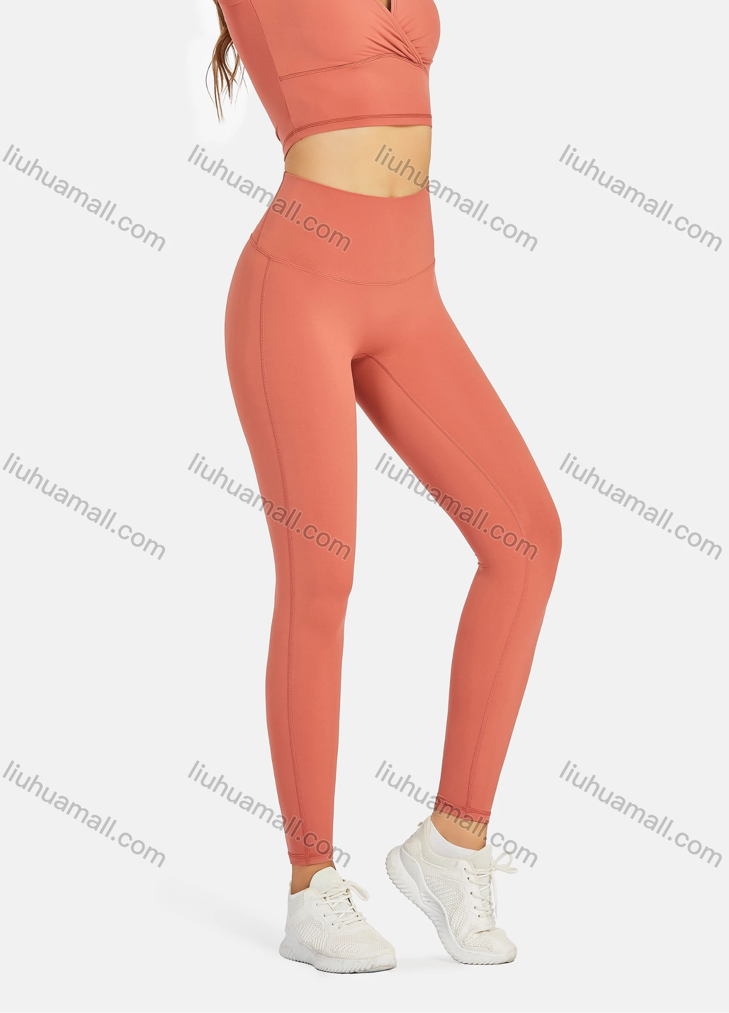 Wholesale Women's Athletic Plain Wrap V Neck Short Sleeve Crop Tops & High Waist Leggings 2 Piece Sports Yoga Set T4057# - Liuhuamall