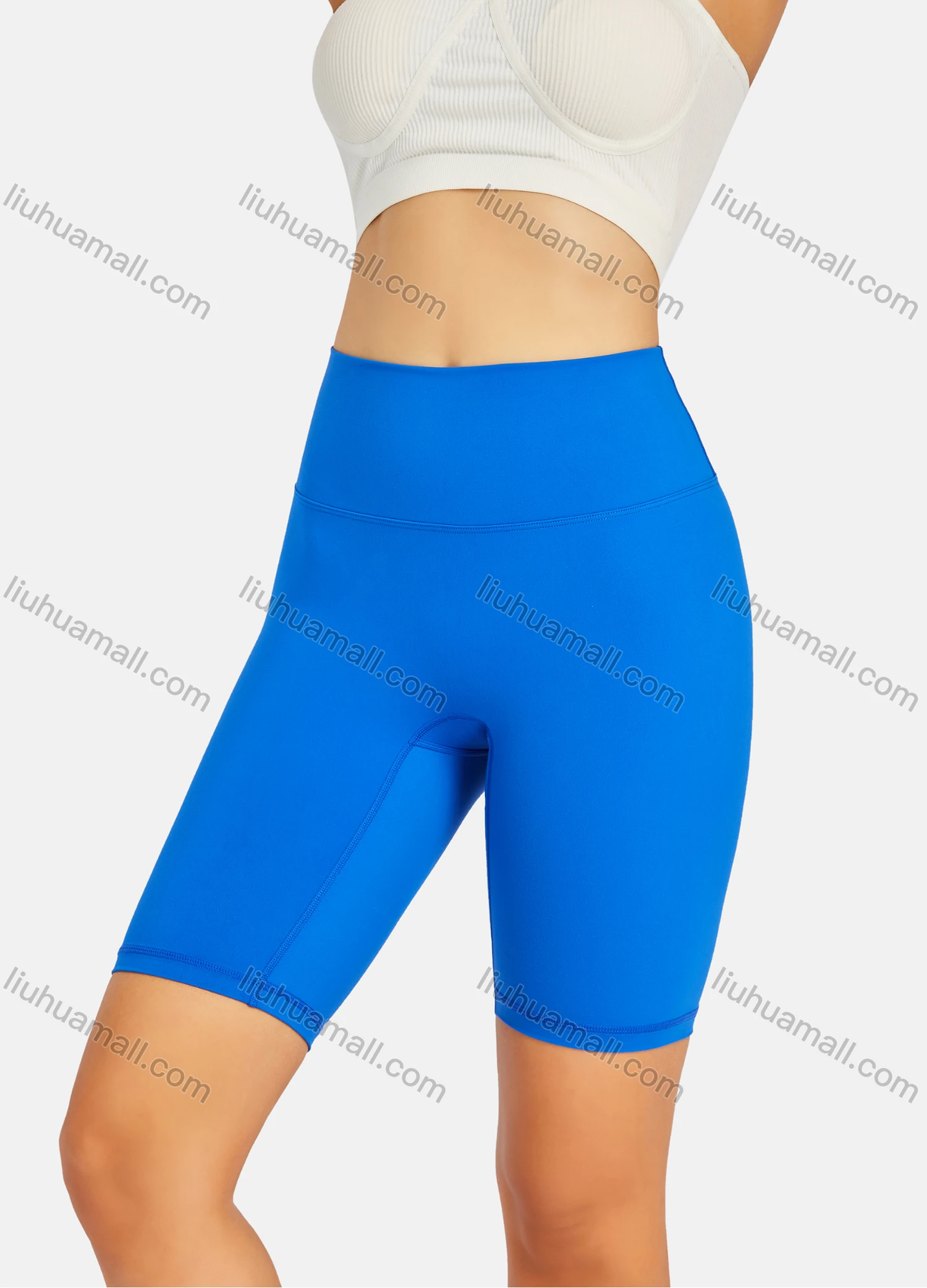 Wholesale Women's Athletic Plain Elastic High Waist Hip Lifting Biker Shorts YK5112# - Liuhuamall