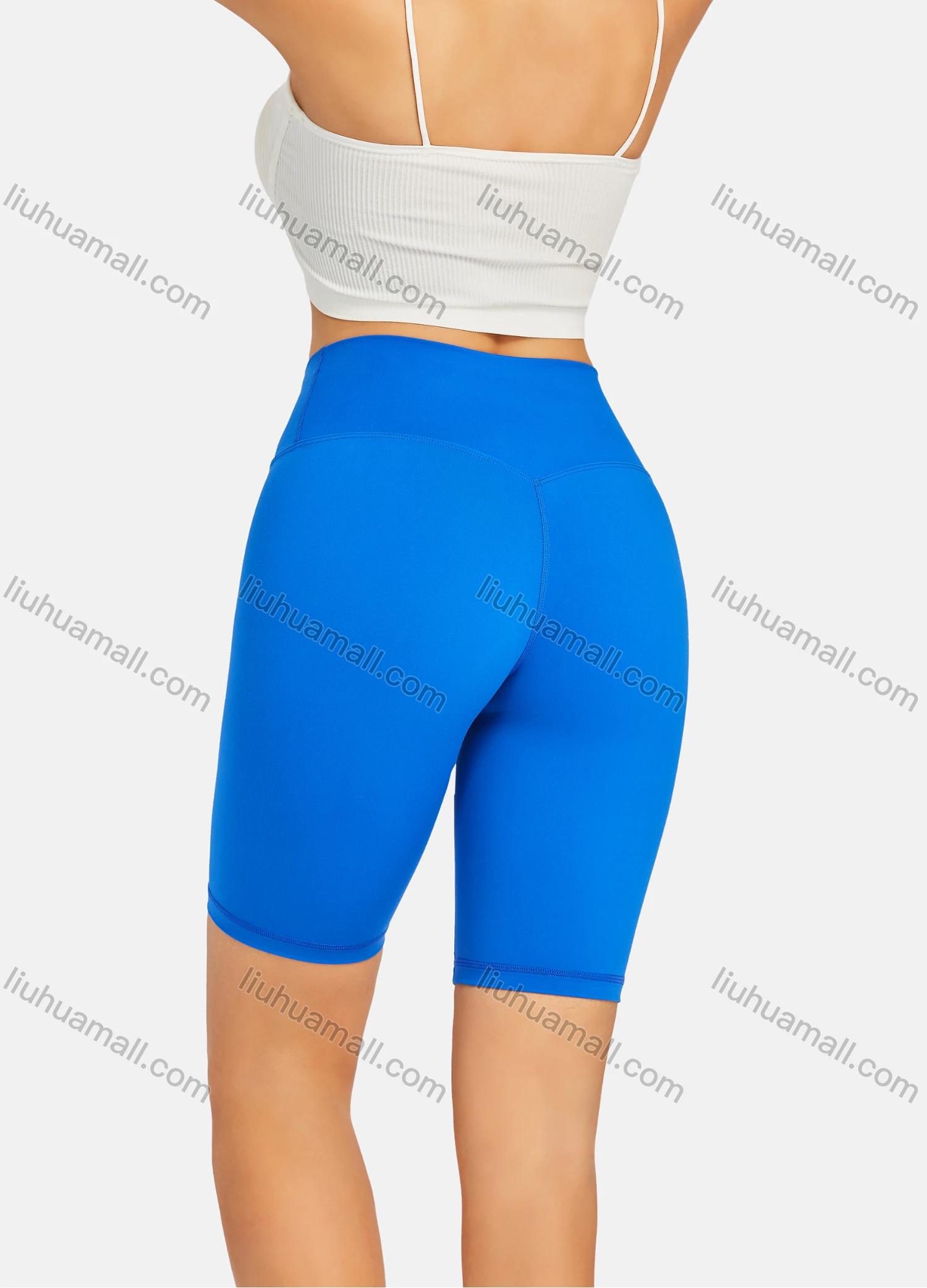 Wholesale Women's Athletic Plain Elastic High Waist Hip Lifting Biker Shorts YK5112# - Liuhuamall