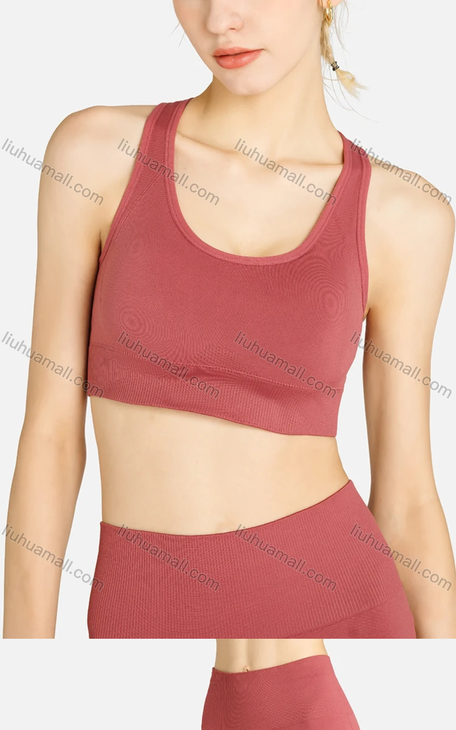 Wholesale Women's Sporty Plain Racerback Tank Top & High Waist Legging Set - Liuhuamall
