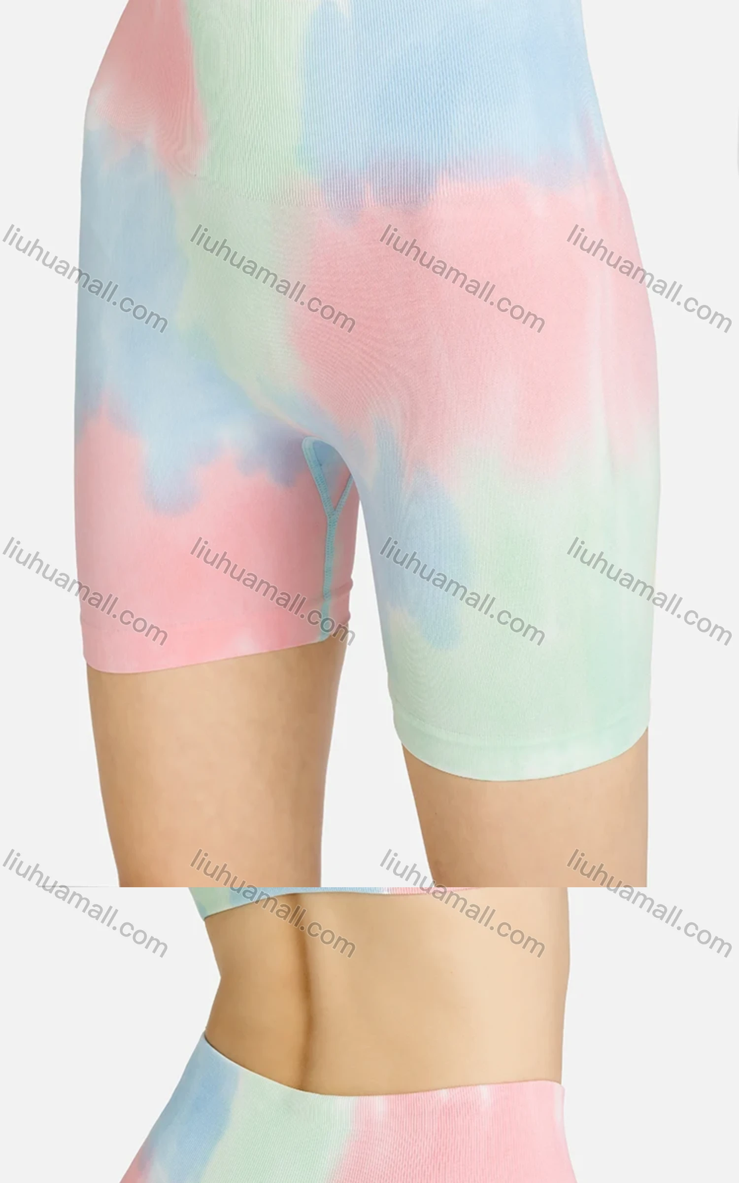 Wholesale Women's Sporty Tie Dye Crisscross Back Bra & High Waist Biker Shorts Set - Liuhuamall