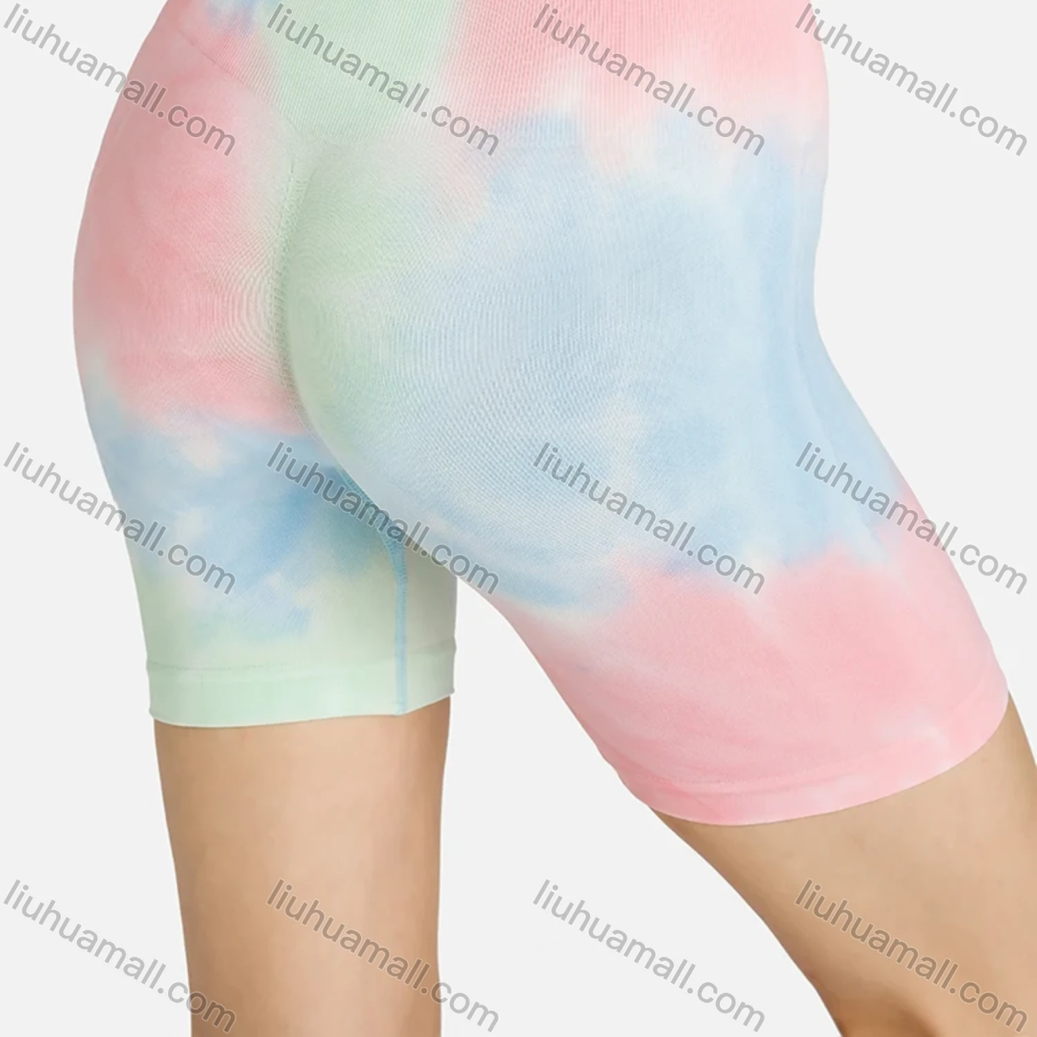 Wholesale Women's Sporty Tie Dye Crisscross Back Bra & High Waist Biker Shorts Set - Liuhuamall