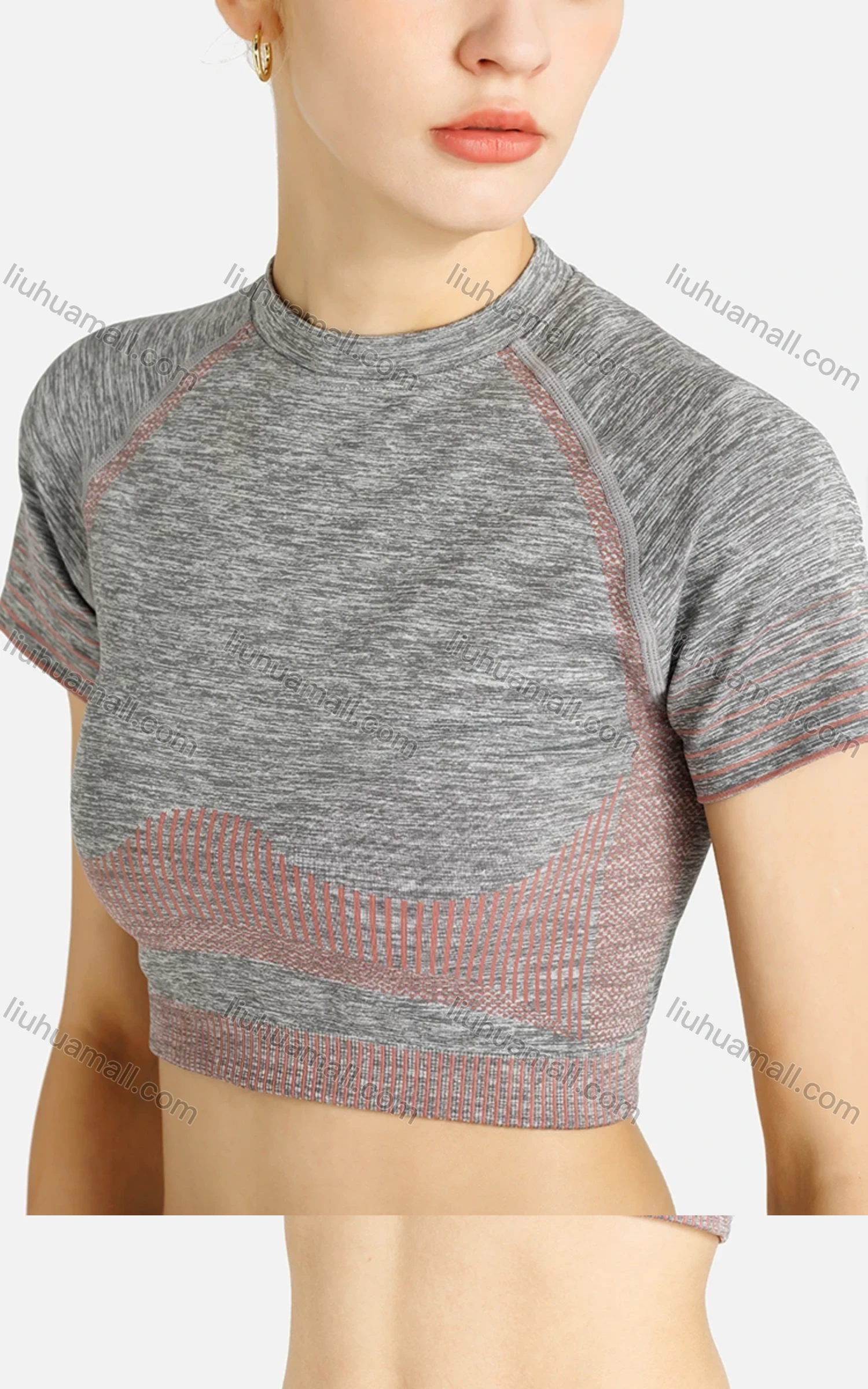 Wholesale Women's Sporty Skinny Fit Stretch Striped Tops & Biker Shorts Set - Liuhuamall