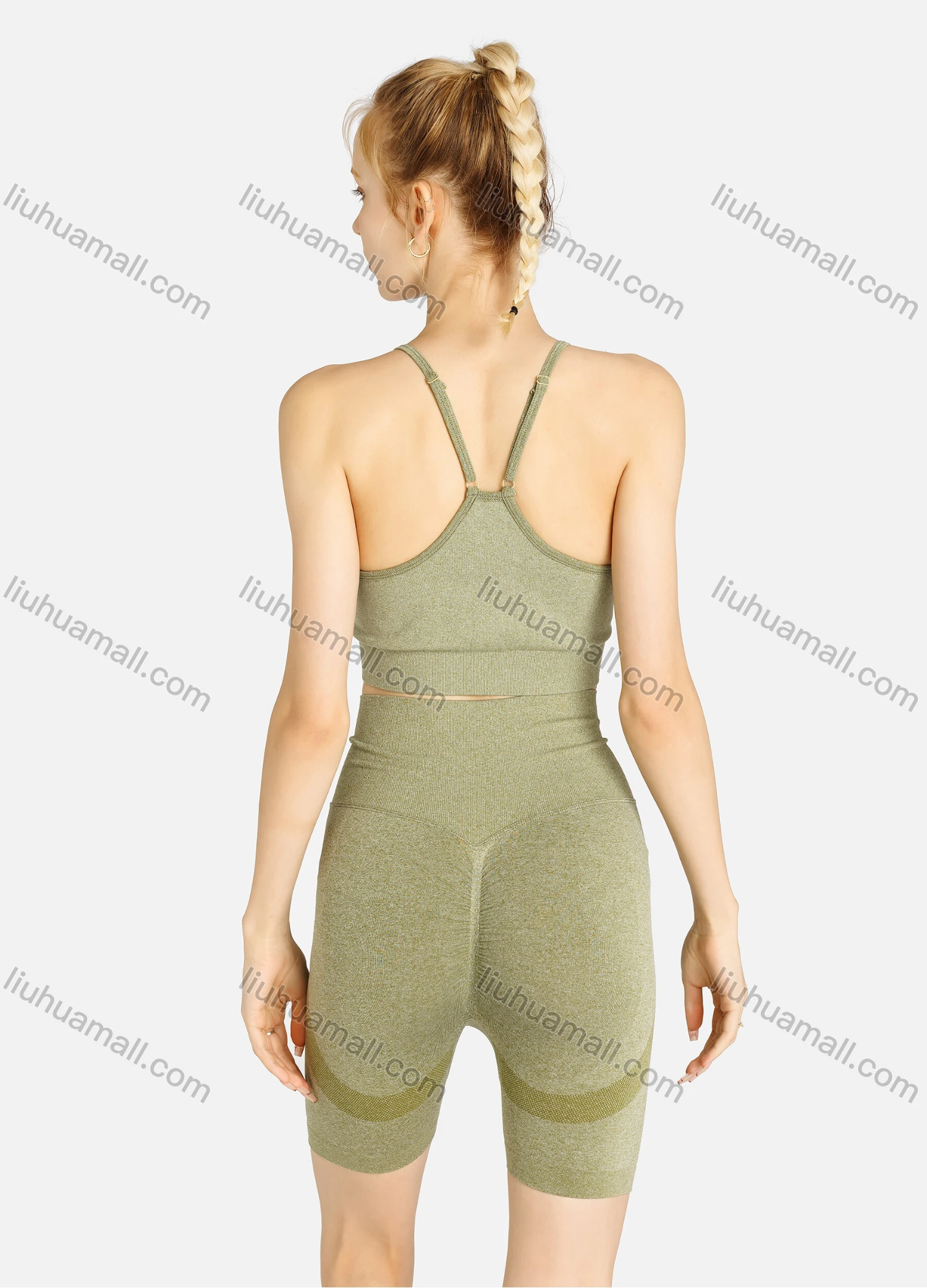 Wholesale Women's Sporty Plain Cropped Cami Top & Biker Shorts Set - Liuhuamall