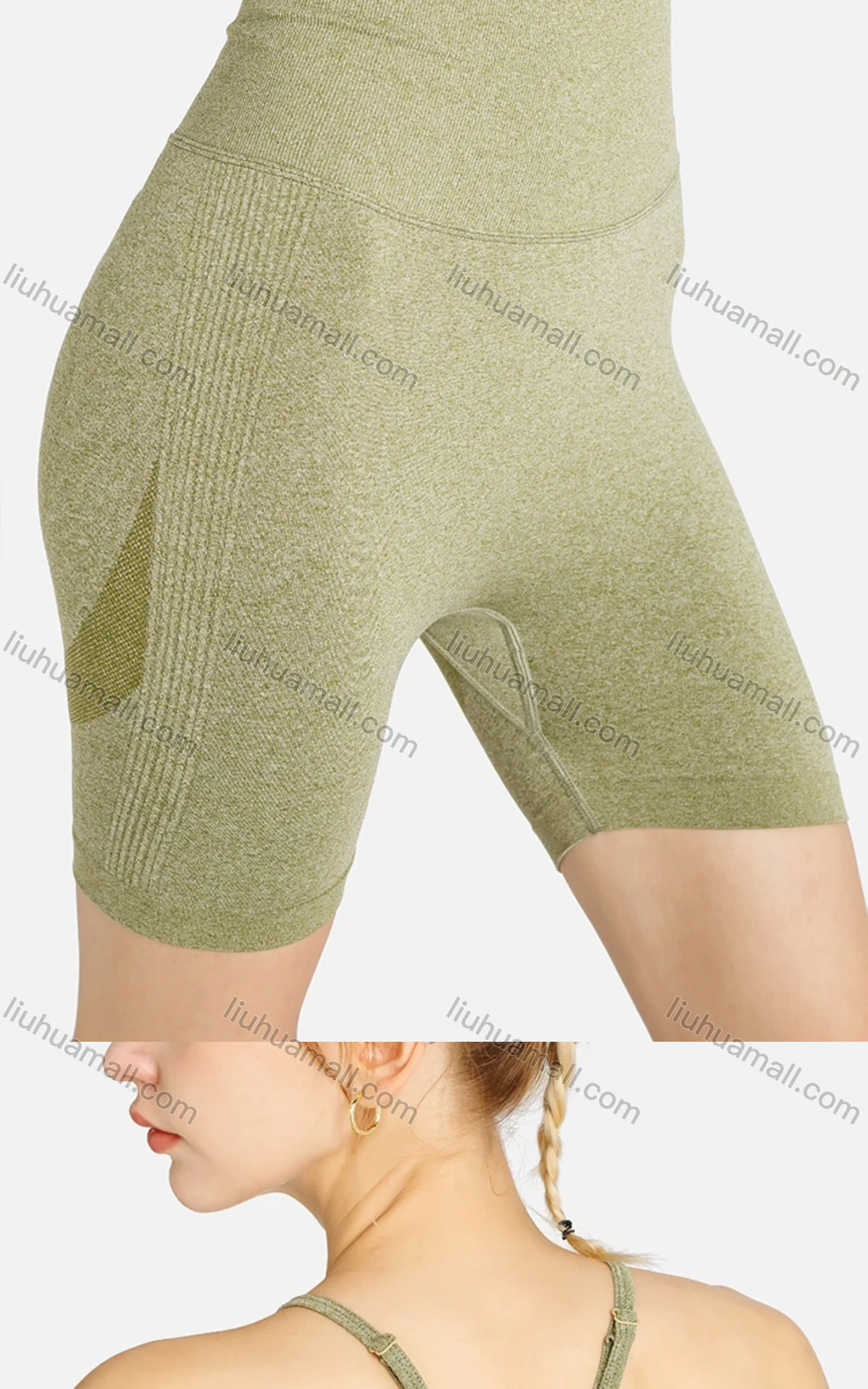 Wholesale Women's Sporty Plain Cropped Cami Top & Biker Shorts Set - Liuhuamall