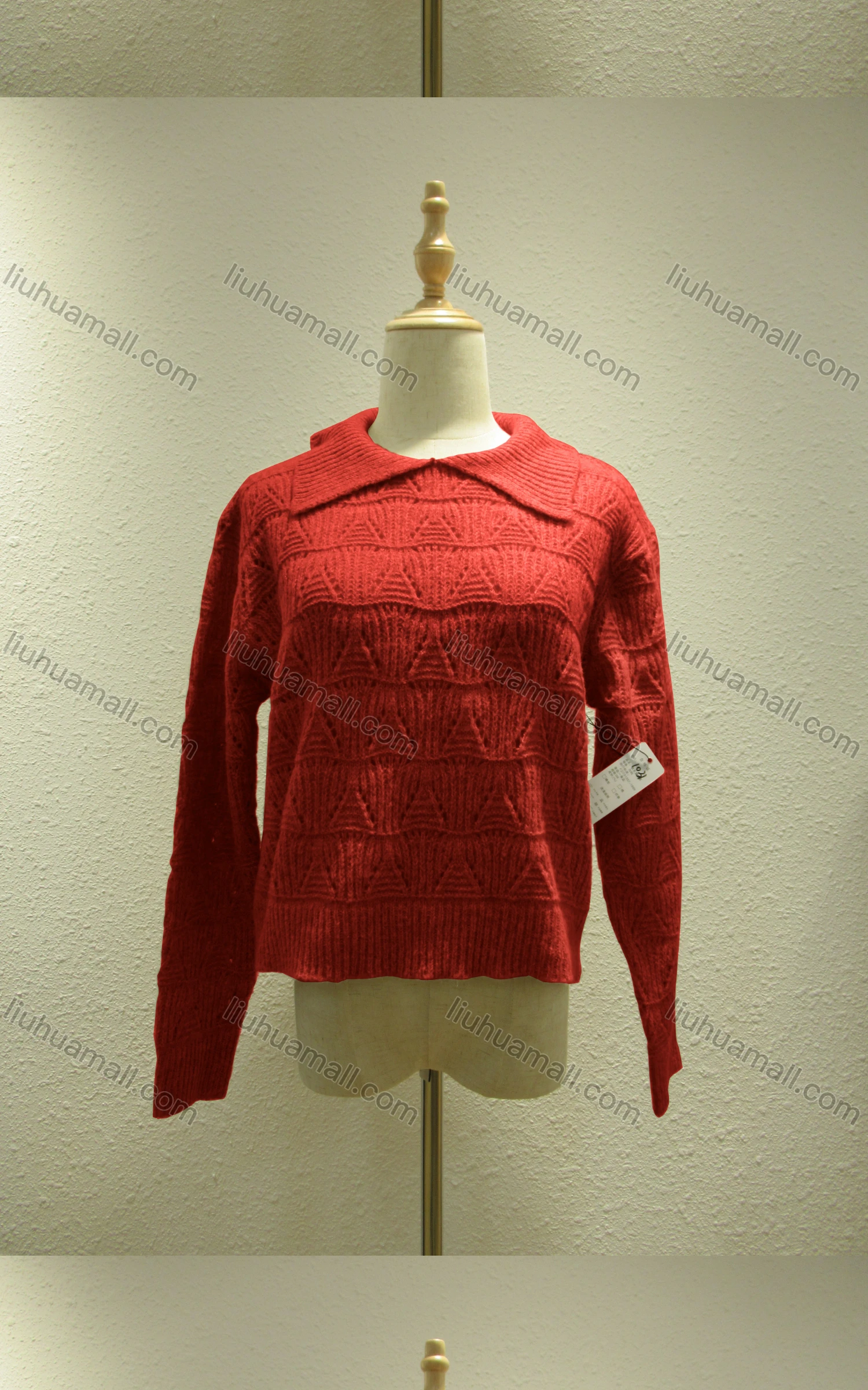 Wholesale Women's Casual Plain Peter Pan Collar Long Sleeve Knit Sweater 1031# - Liuhuamall