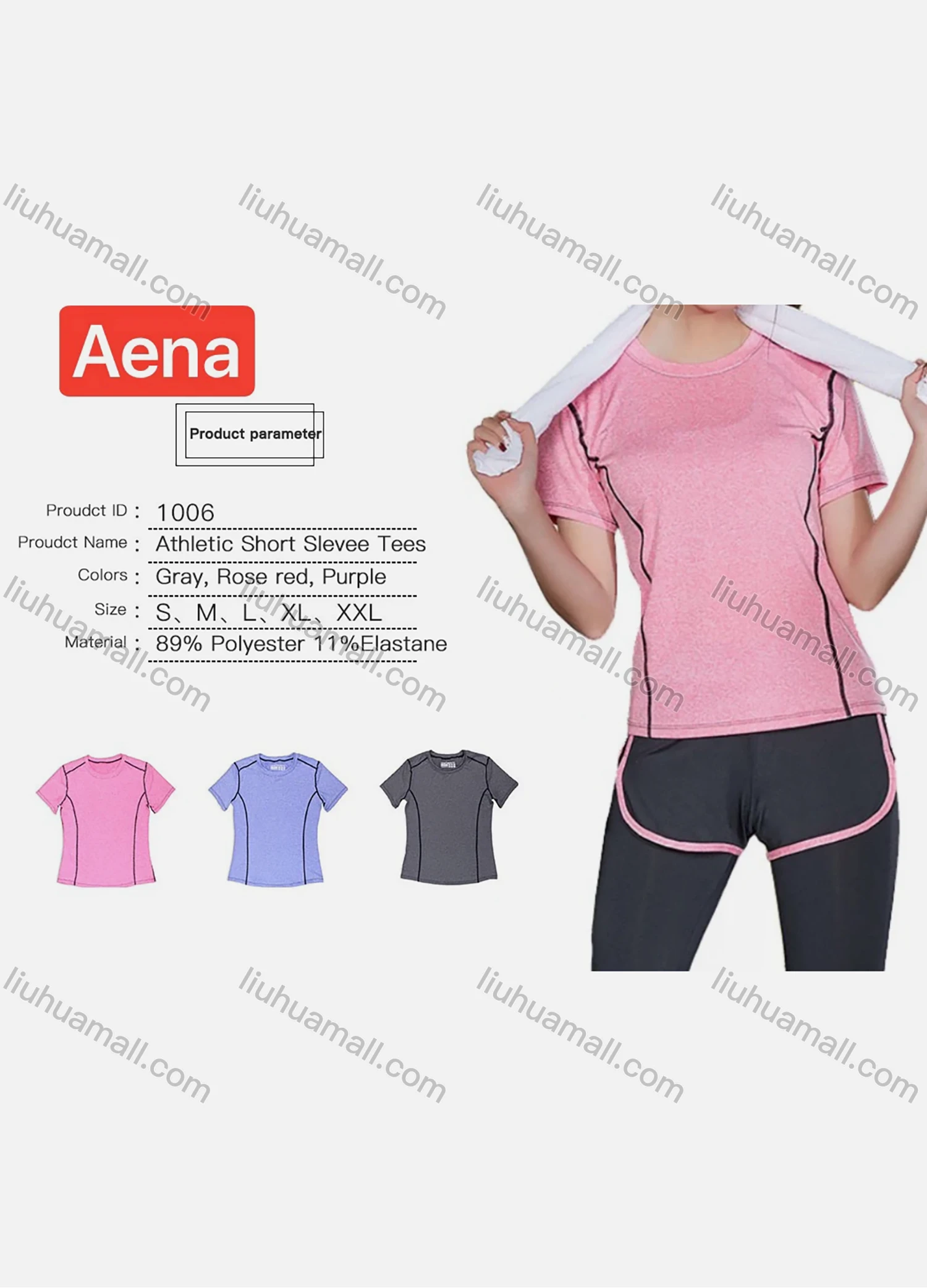 Wholesale Women's Athletic Running Crew Neck Short Sleeve Gym Yoga Tee - Liuhuamall