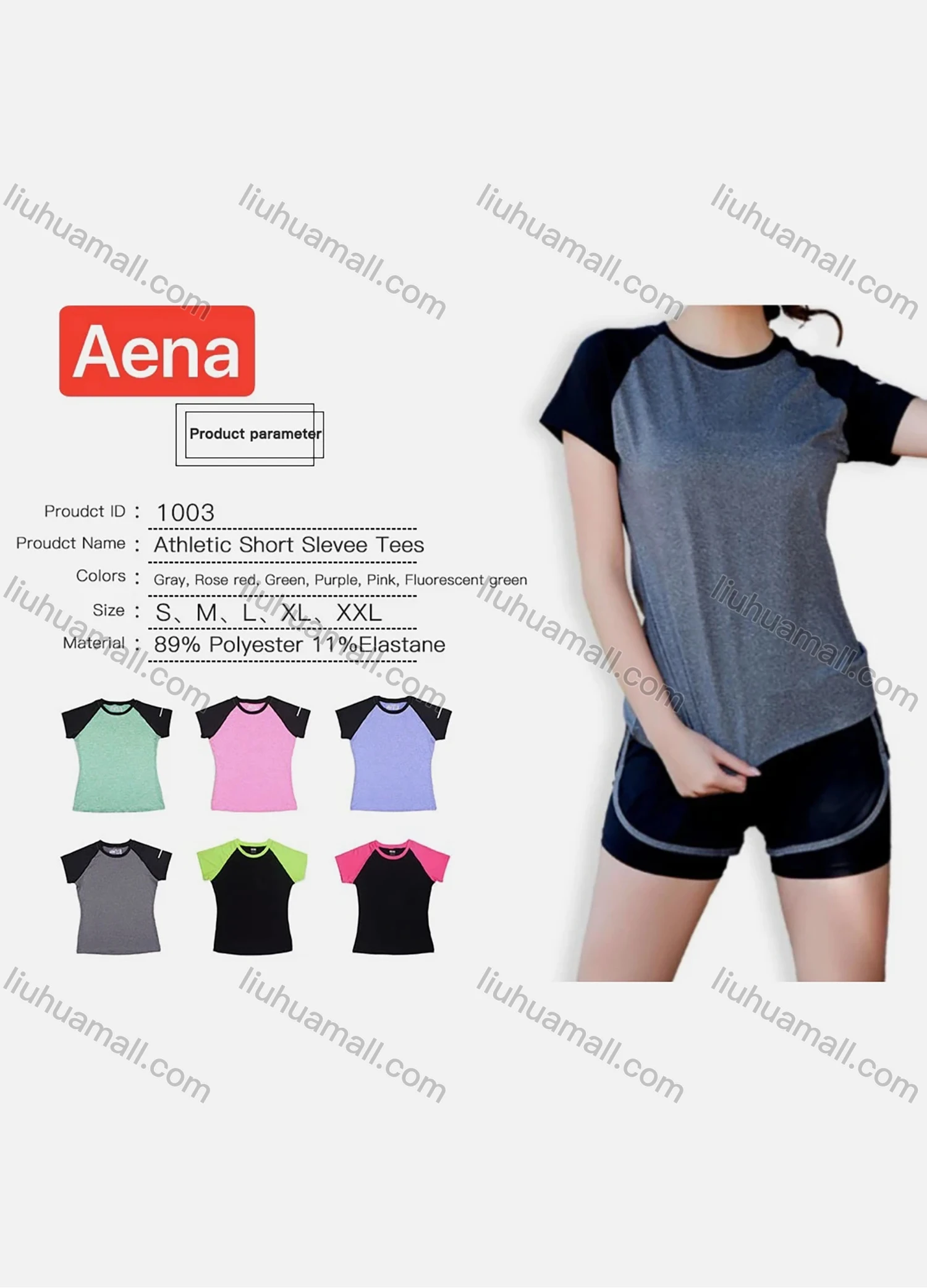 Wholesale Women's Athletic Yoga Crew Neck Short Sleeve Running Gym Tee - Liuhuamall