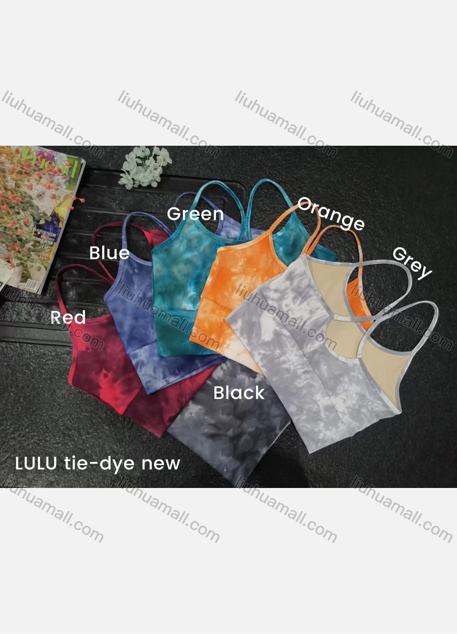 Wholesale Women's Racerback Sport Tie Dye Pads Bra Fitness Active Tank Tops - Liuhuamall