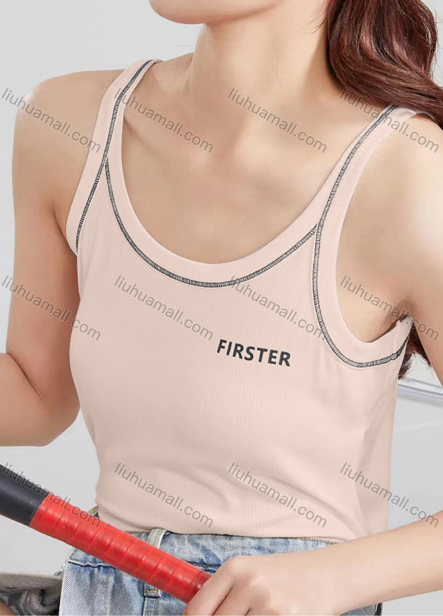 Wholesale Women's Casual Plain Letter Scoop Neck Cami Top B955# - Liuhuamall