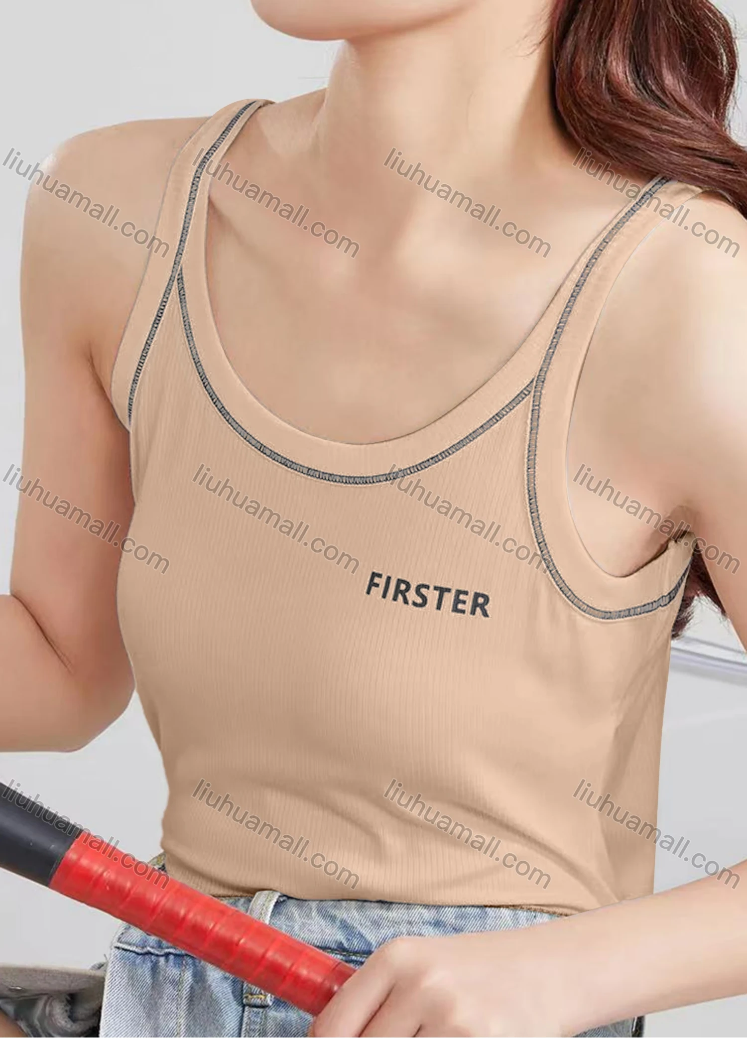 Wholesale Women's Casual Plain Letter Scoop Neck Cami Top B955# - Liuhuamall