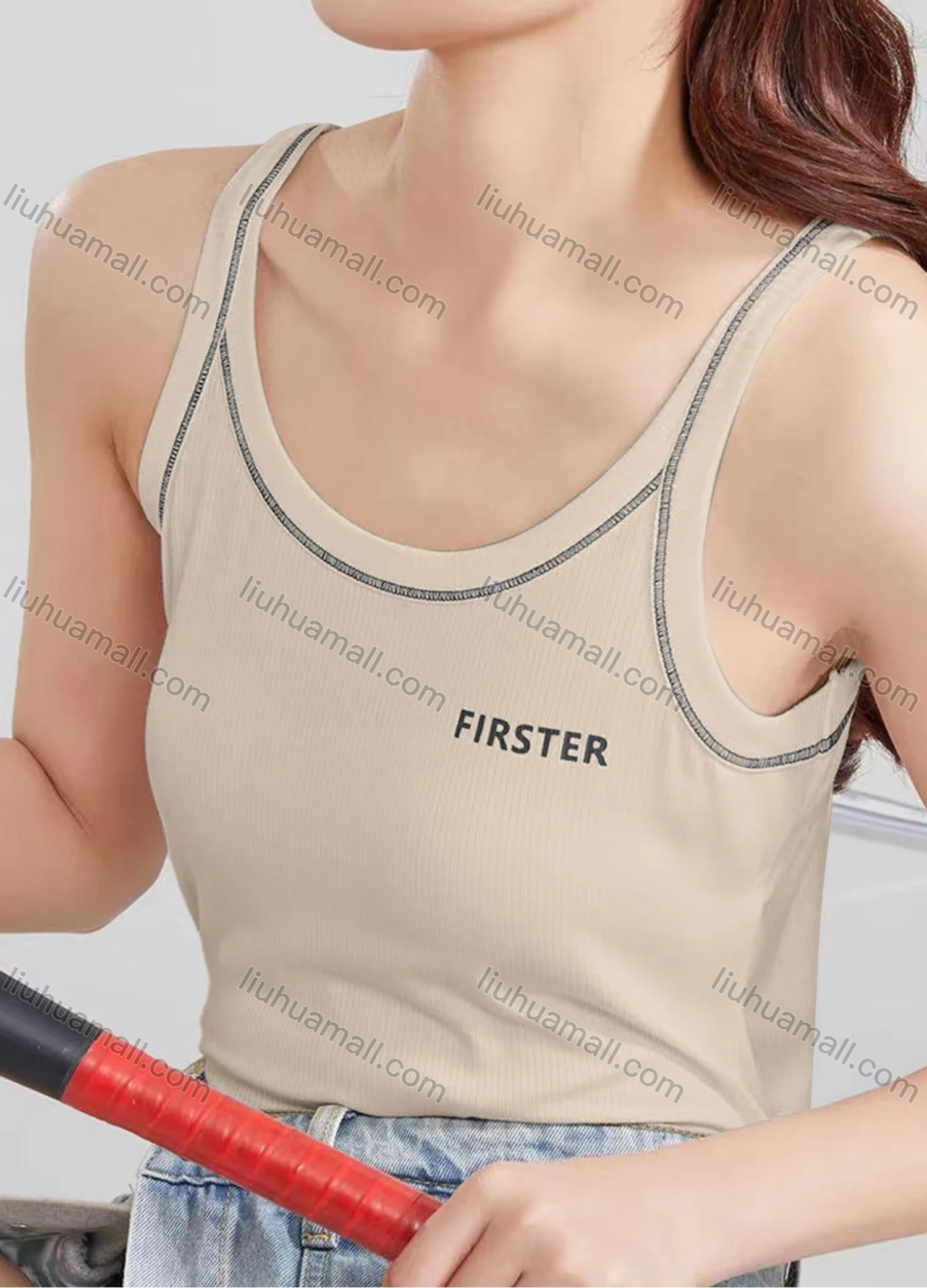 Wholesale Women's Casual Plain Letter Scoop Neck Cami Top B955# - Liuhuamall