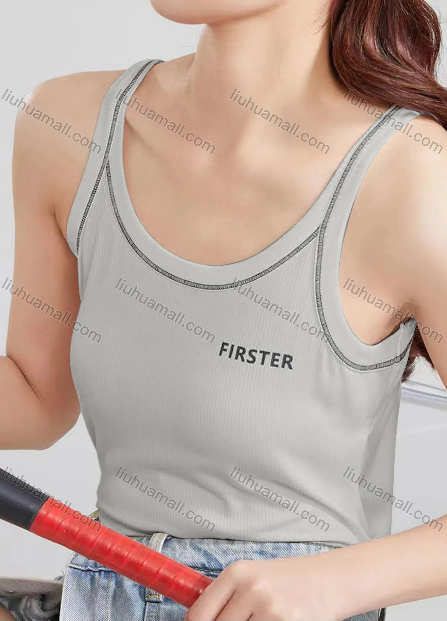 Wholesale Women's Casual Plain Letter Scoop Neck Cami Top B955# - Liuhuamall